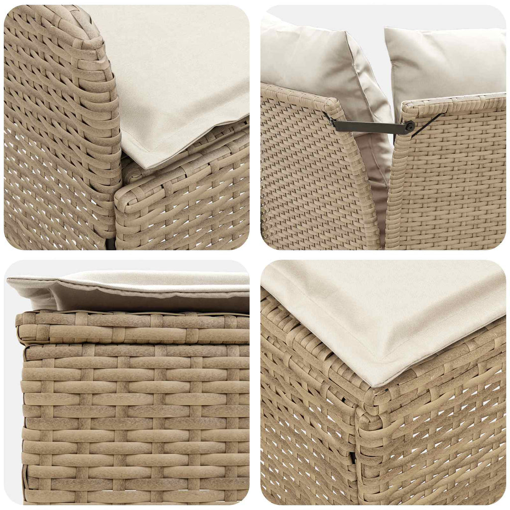 vidaXL Zestawy mebli z poduszką 7 pcs Beżowy i kremowy Rattan PE