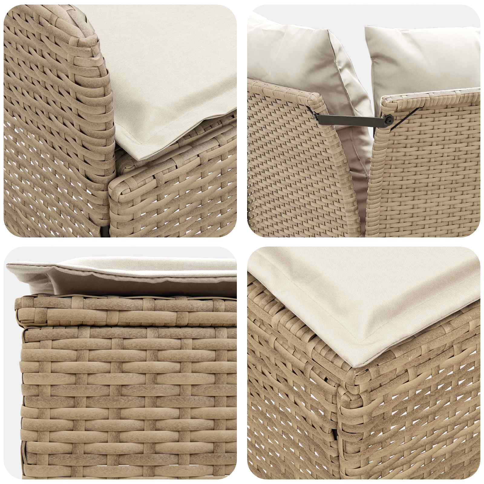 vidaXL Zestawy mebli z poduszką 7 pcs Beżowy i kremowy Rattan PE