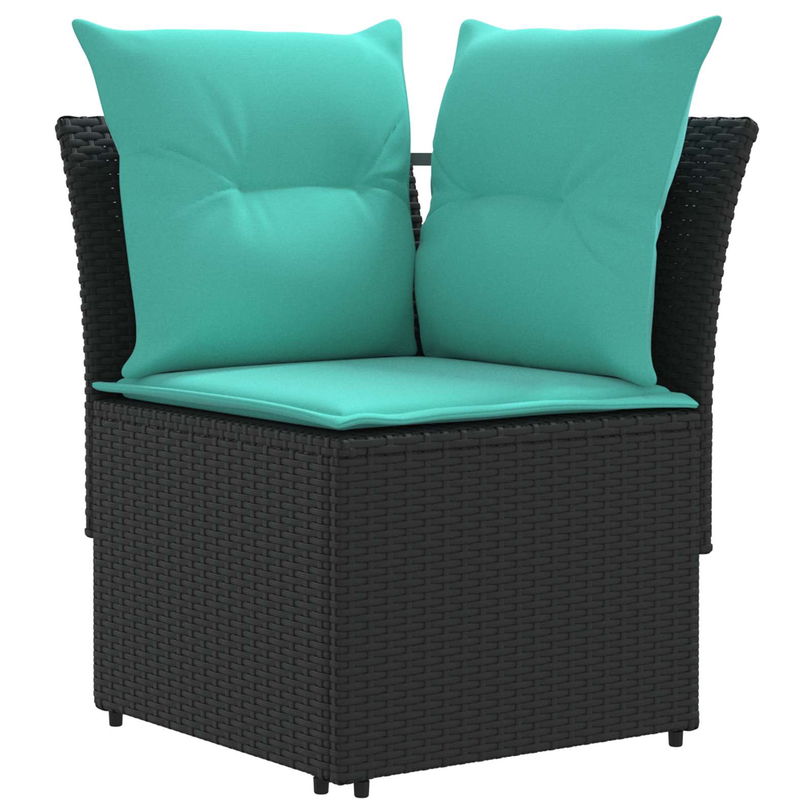 vidaXL Zestawy mebli z poduszką 7 pcs Czarny i Turkusowy Rattan PE