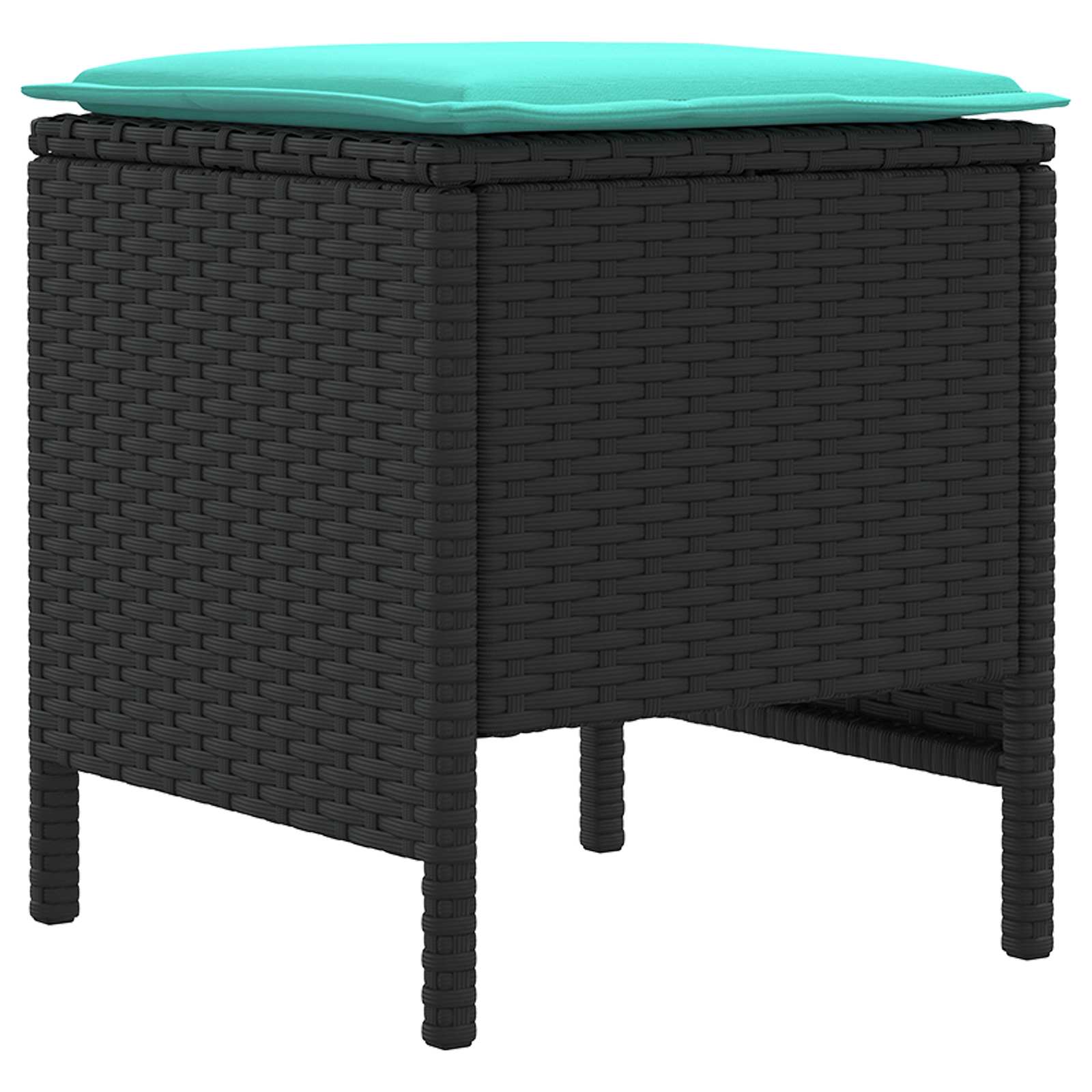 vidaXL Zestawy mebli z poduszką 7 pcs Czarny i Turkusowy Rattan PE
