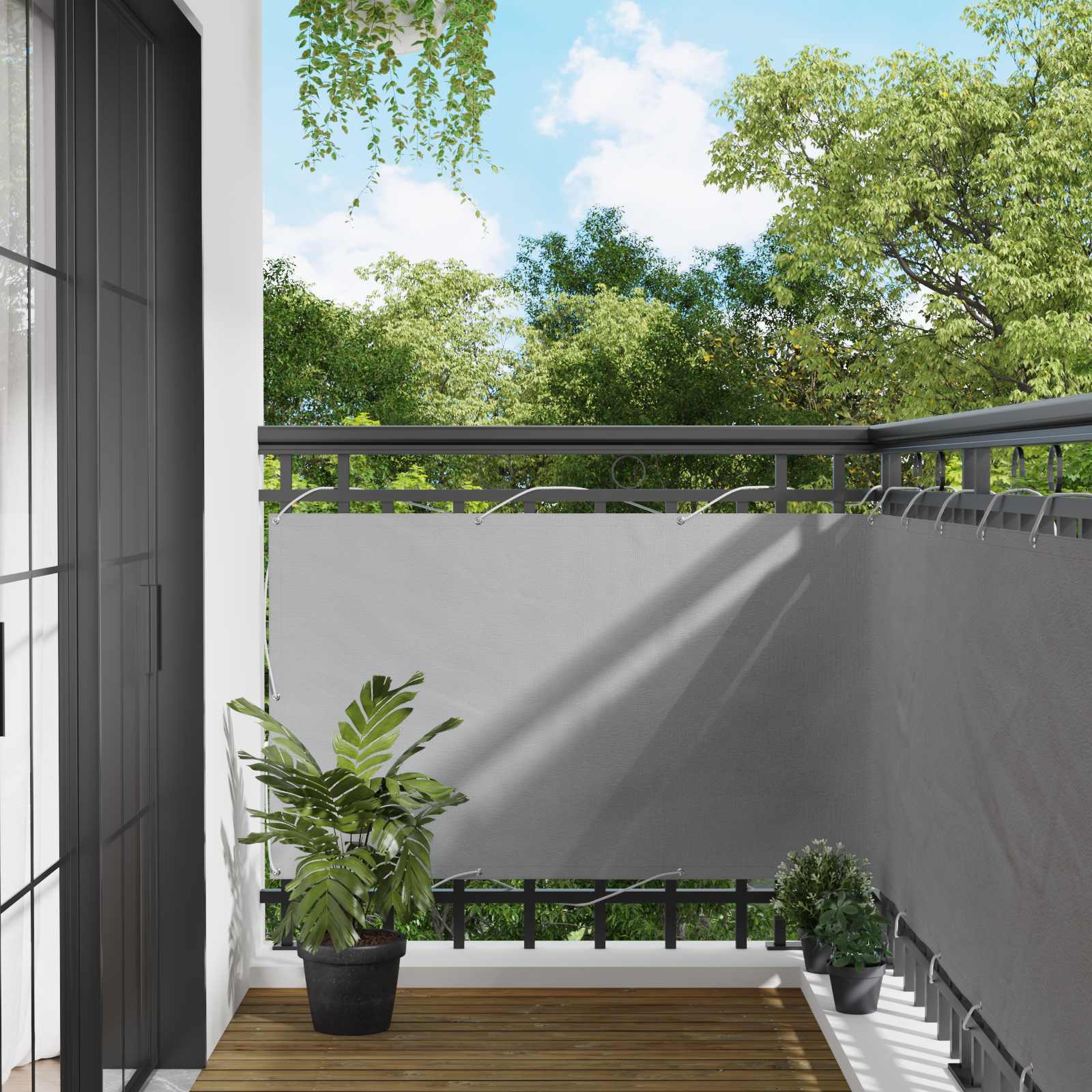 vidaXL Ekran balkonowy 90 x 200 cm Aluminium Oxford powlekany PU