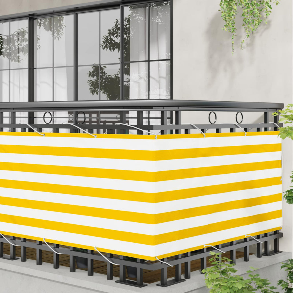 vidaXL Ekran balkonowy Żółty i Biały 75 x 200 cm