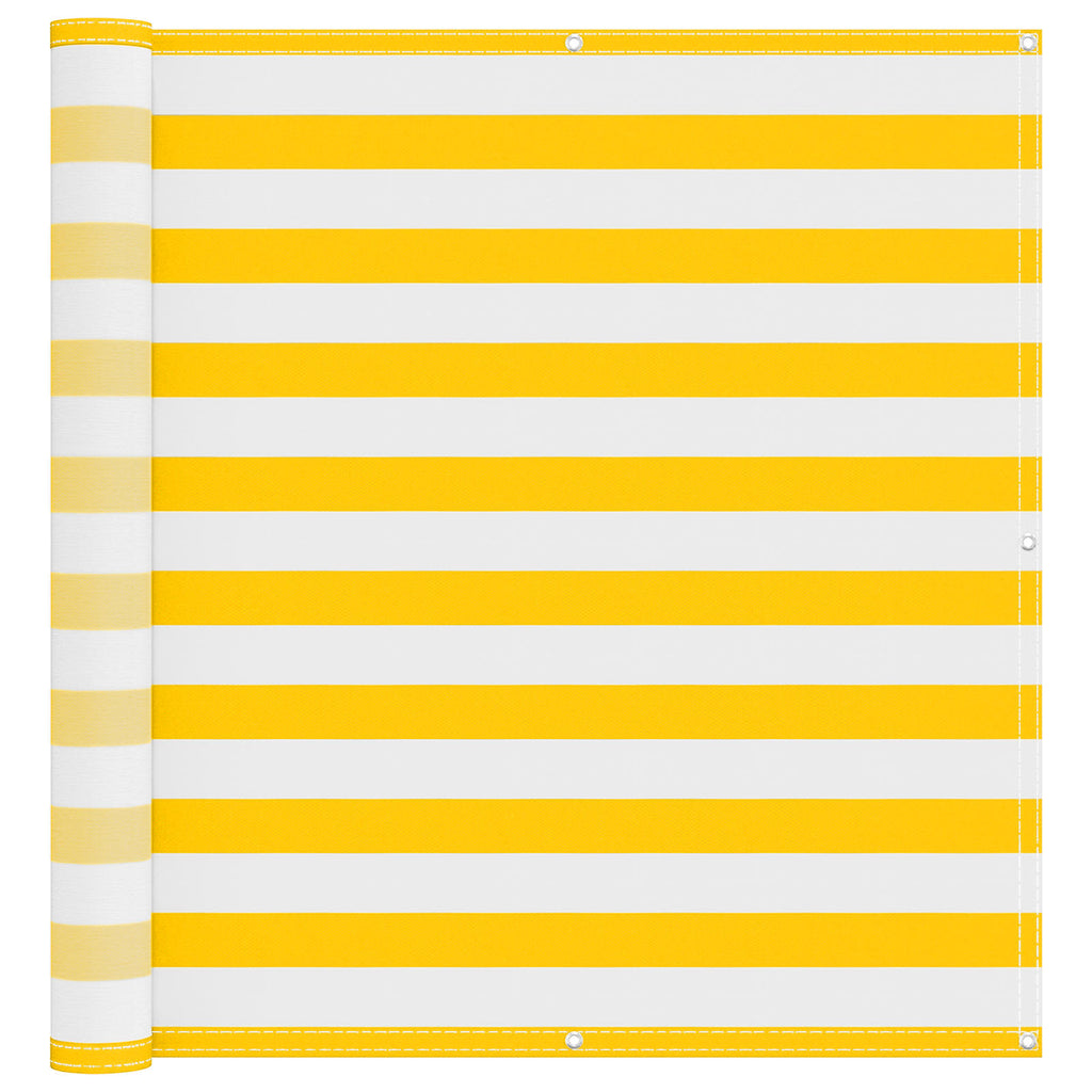 vidaXL Ekran balkonowy Żółty i Biały 110 x 700 cm Materiał Oxford