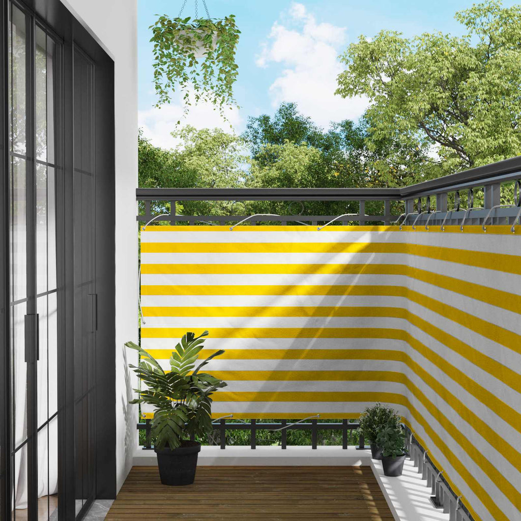 vidaXL Ekran balkonowy Żółty i Biały 120 x 200 cm