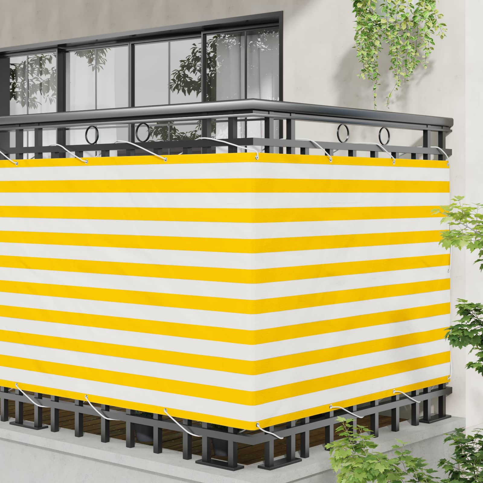 vidaXL Ekran balkonowy Żółty i Biały 120 x 200 cm