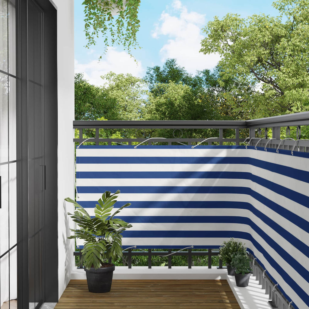 vidaXL Ekran balkonowy Niebieski i biały 100 x 1000 cm Materiał Oxford