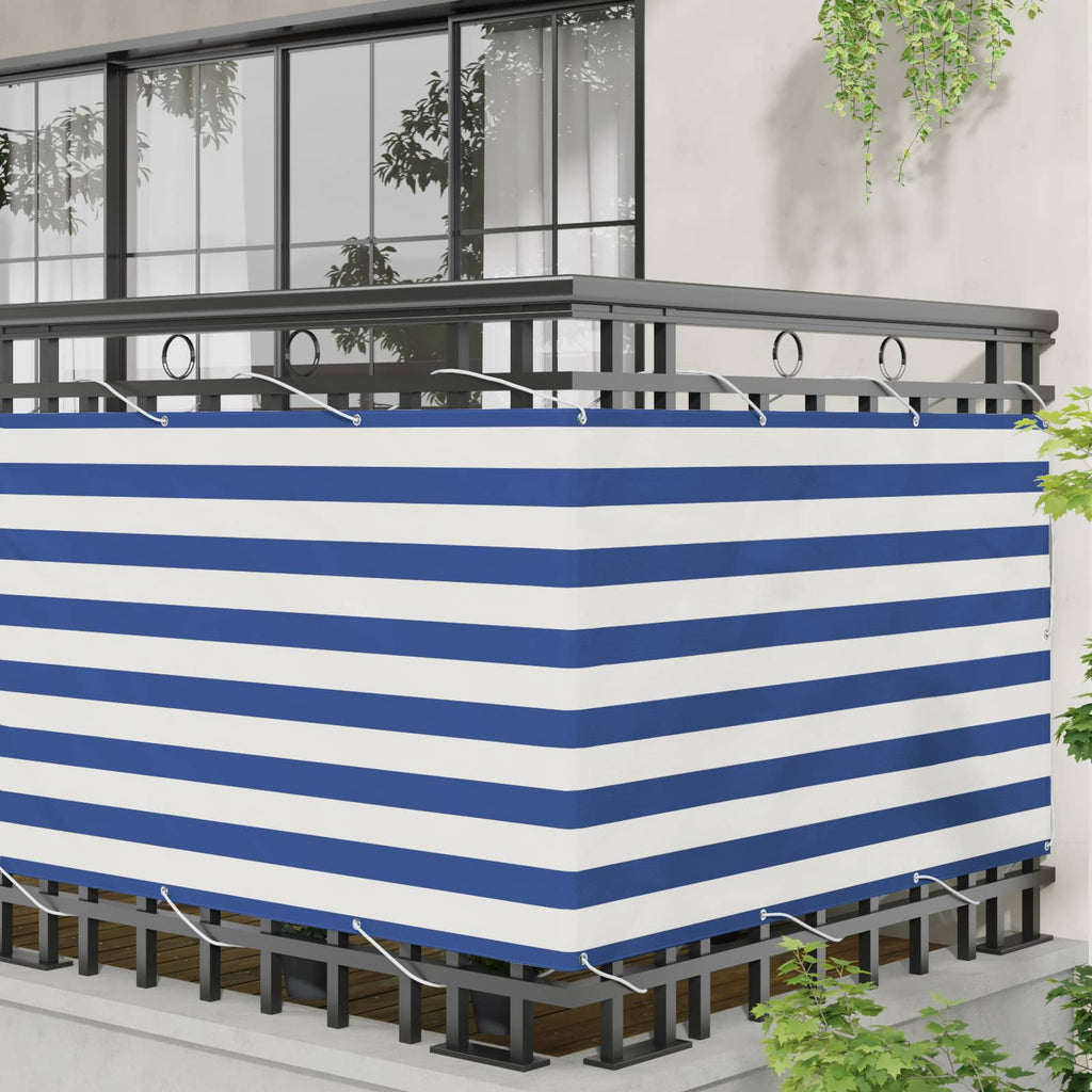 vidaXL Ekran balkonowy Niebieski i biały 100 x 1000 cm Materiał Oxford