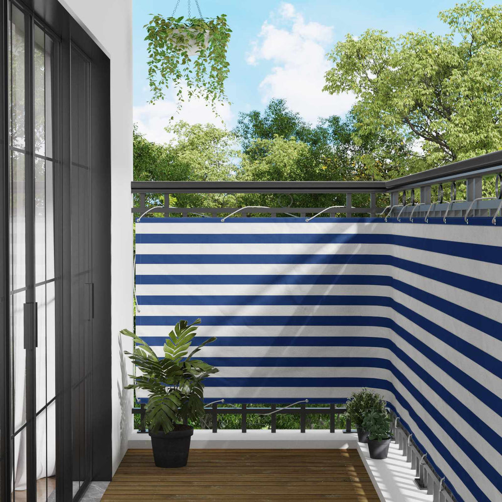 vidaXL Ekran balkonowy Niebieski i biały 110 x 500 cm Materiał Oxford
