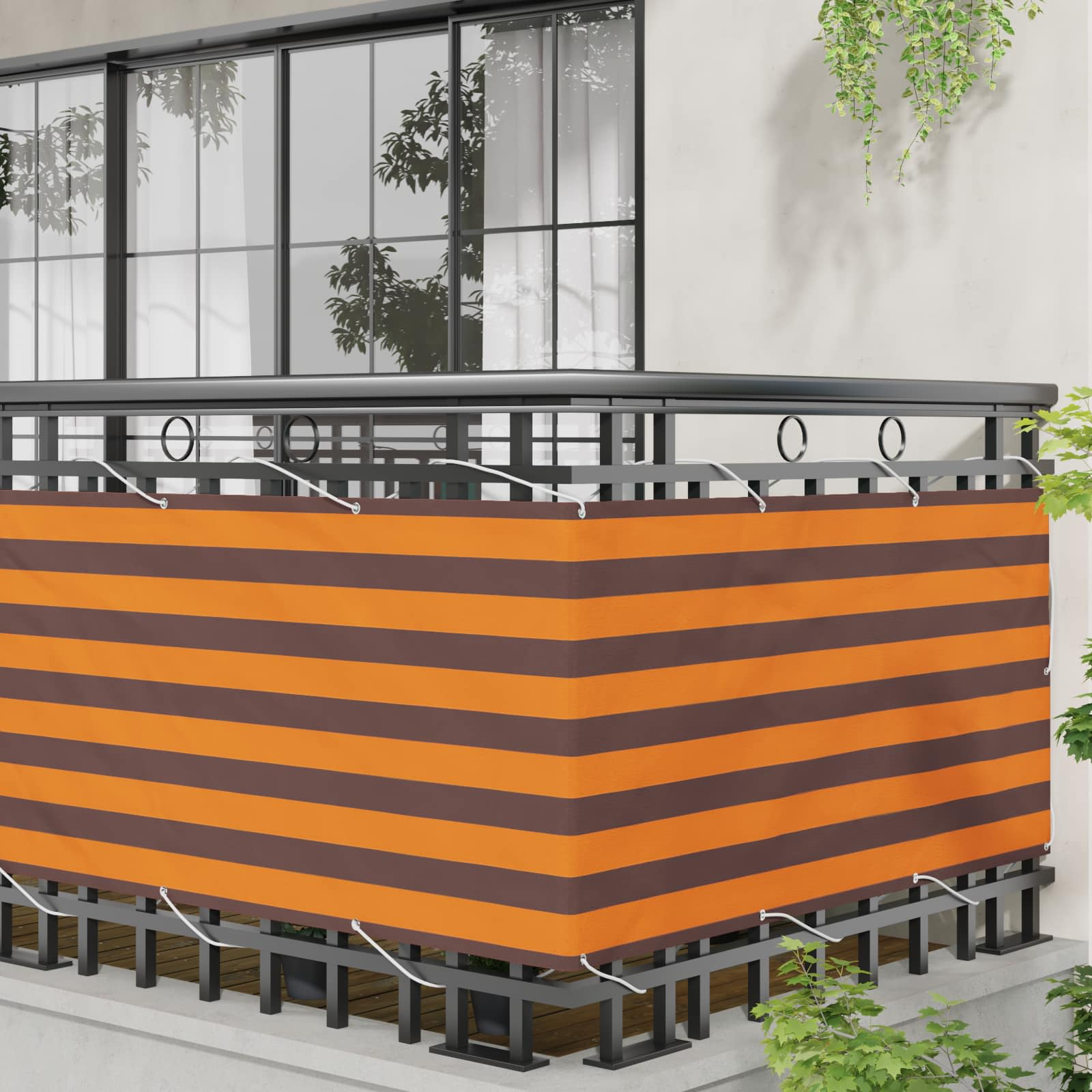 vidaXL Ekran balkonowy Pomarańczowy i brązowy 75 x 200 cm