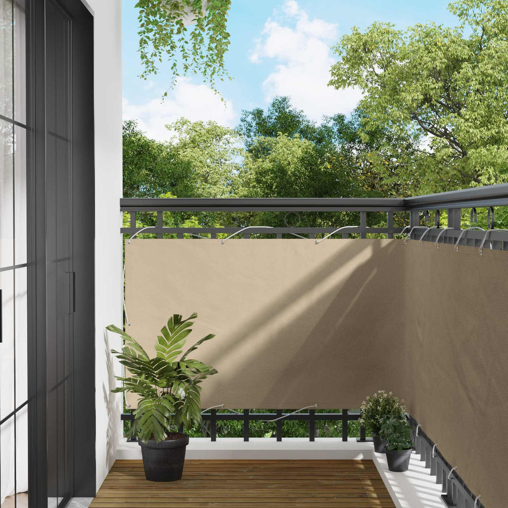 vidaXL Ekran balkonowy 100 x 500 cm Materiał Oxford Prostokątny Beżowy