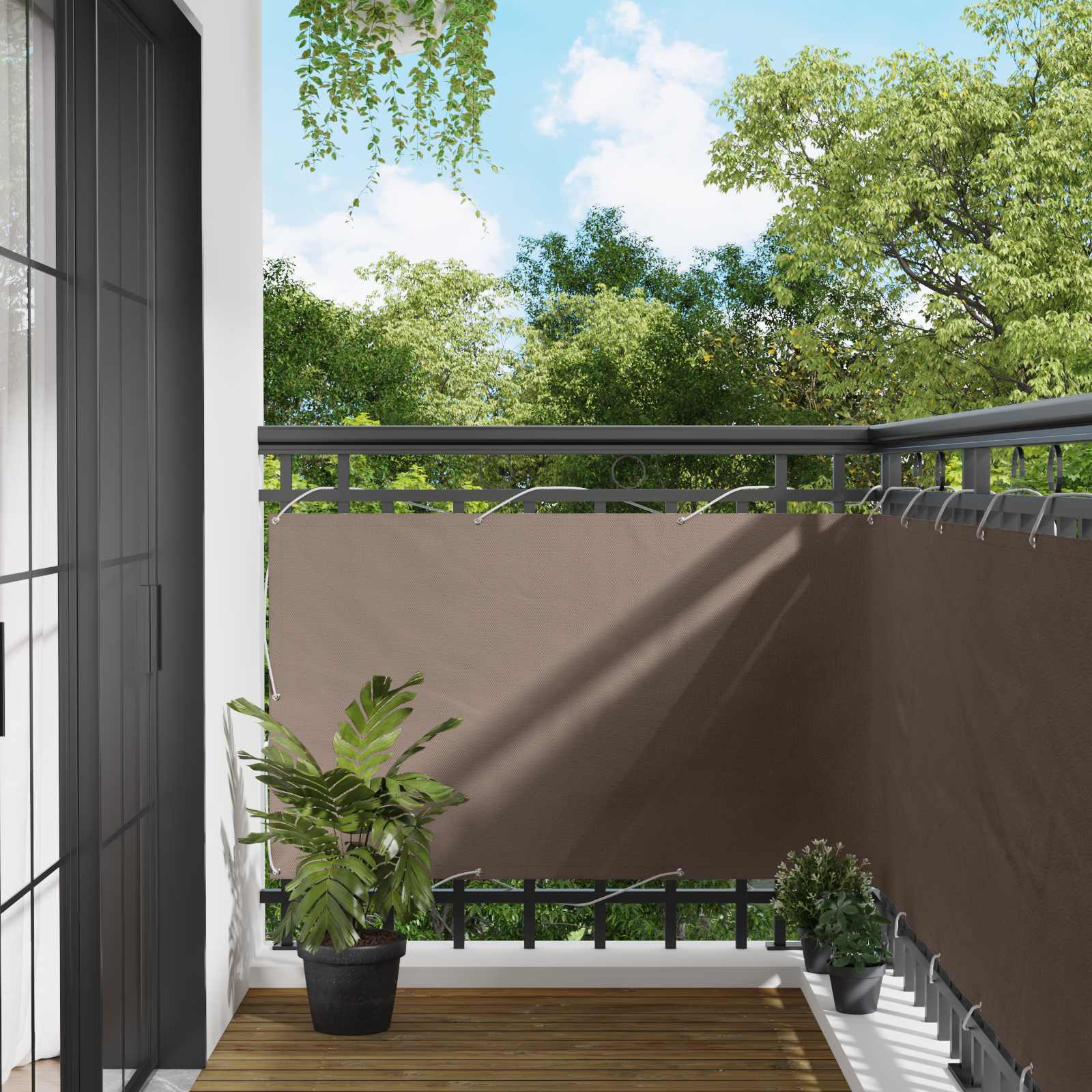 vidaXL Ekran balkonowy Ciemnoszary 100 x 600 cm Materiał Oxford