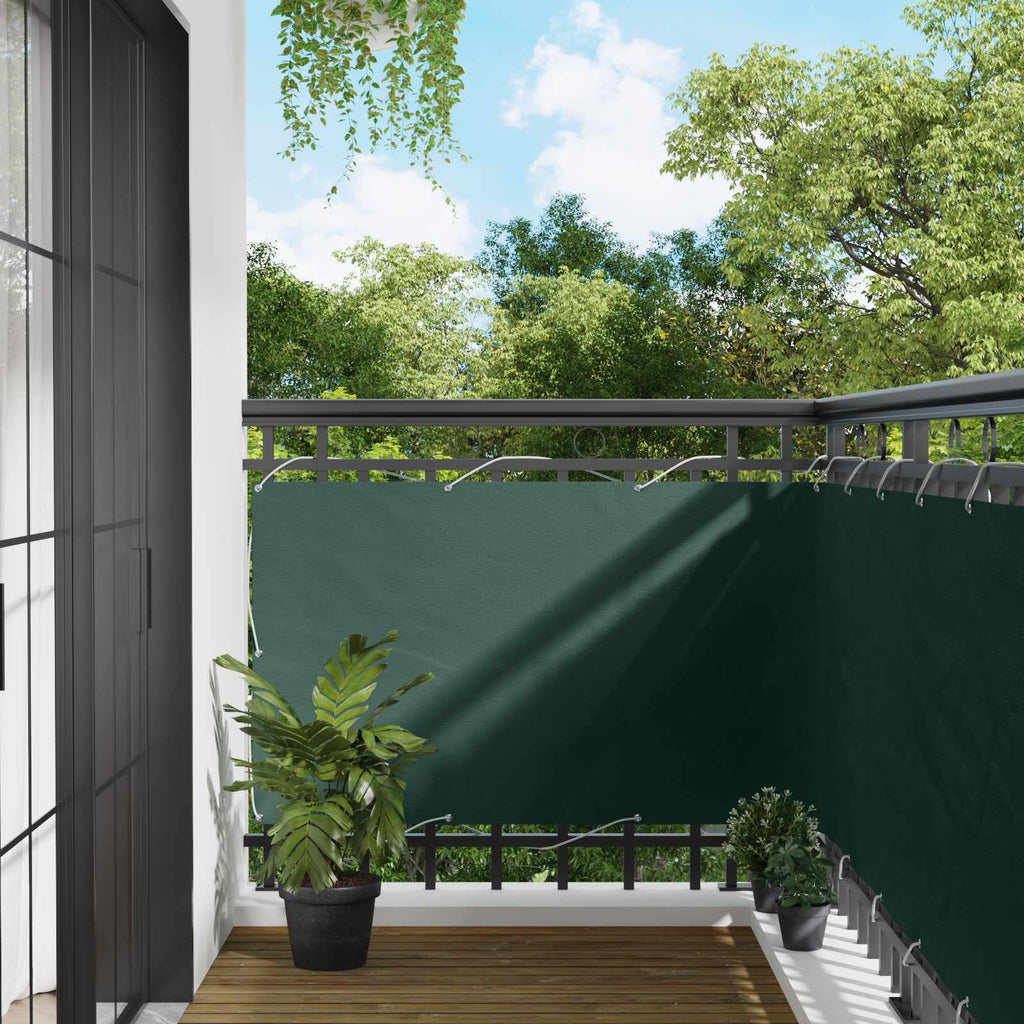 vidaXL Ekran balkonowy Ciemna zieleń 100 x 500 cm Materiał Oxford