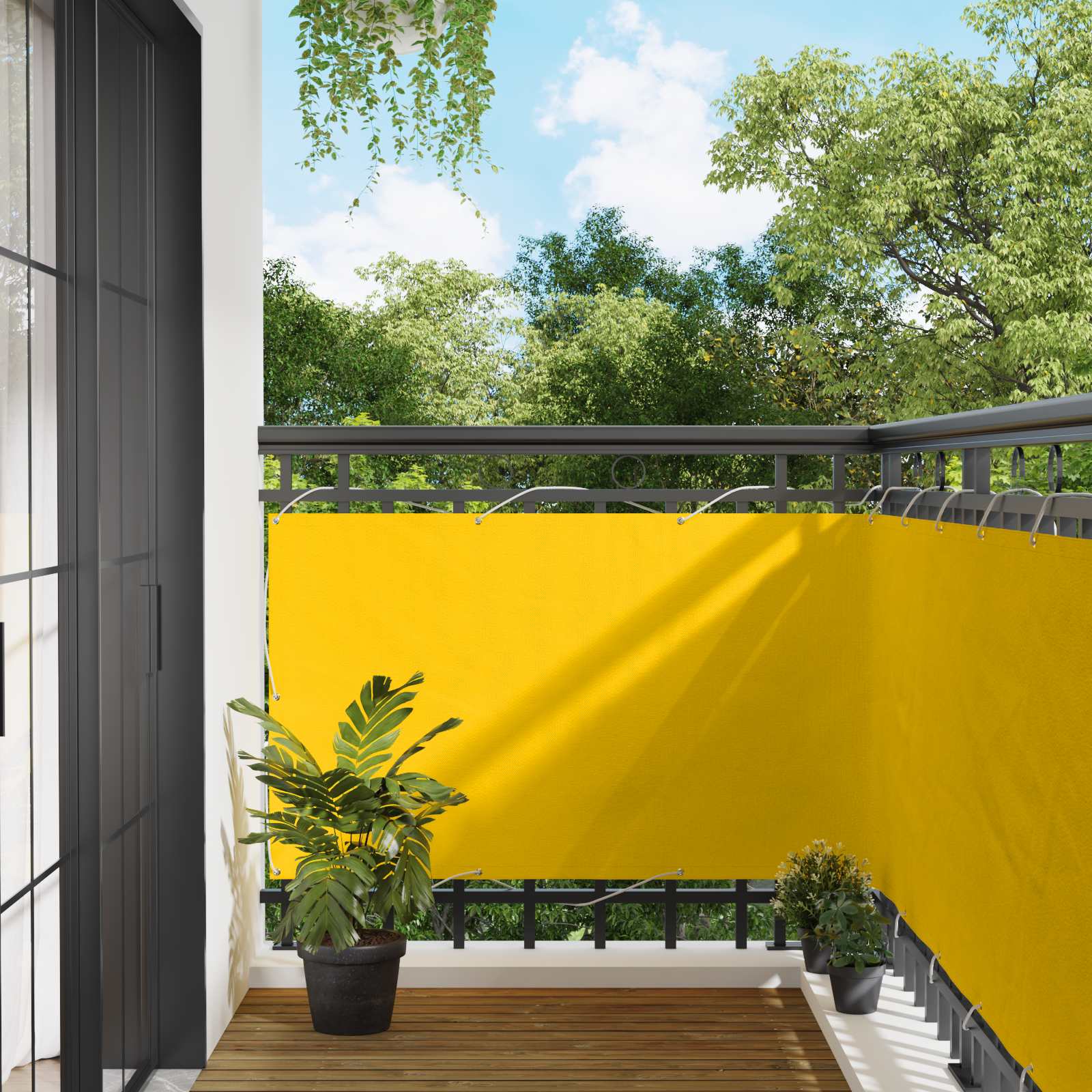 vidaXL Ekran balkonowy Żółty 100 x 300 cm Materiał Oxford