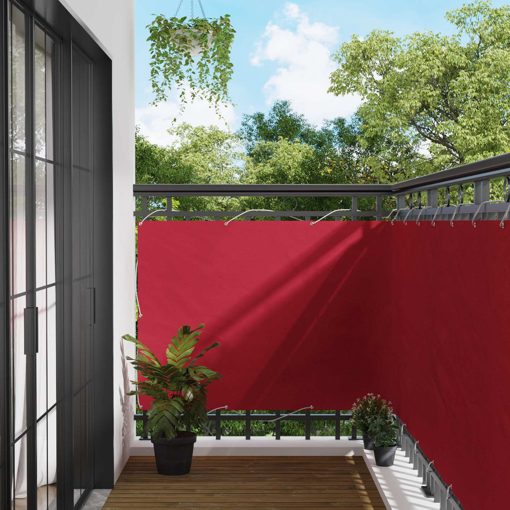 vidaXL Ekran balkonowy Czerwony 110 x 600 cm Materiał Oxford