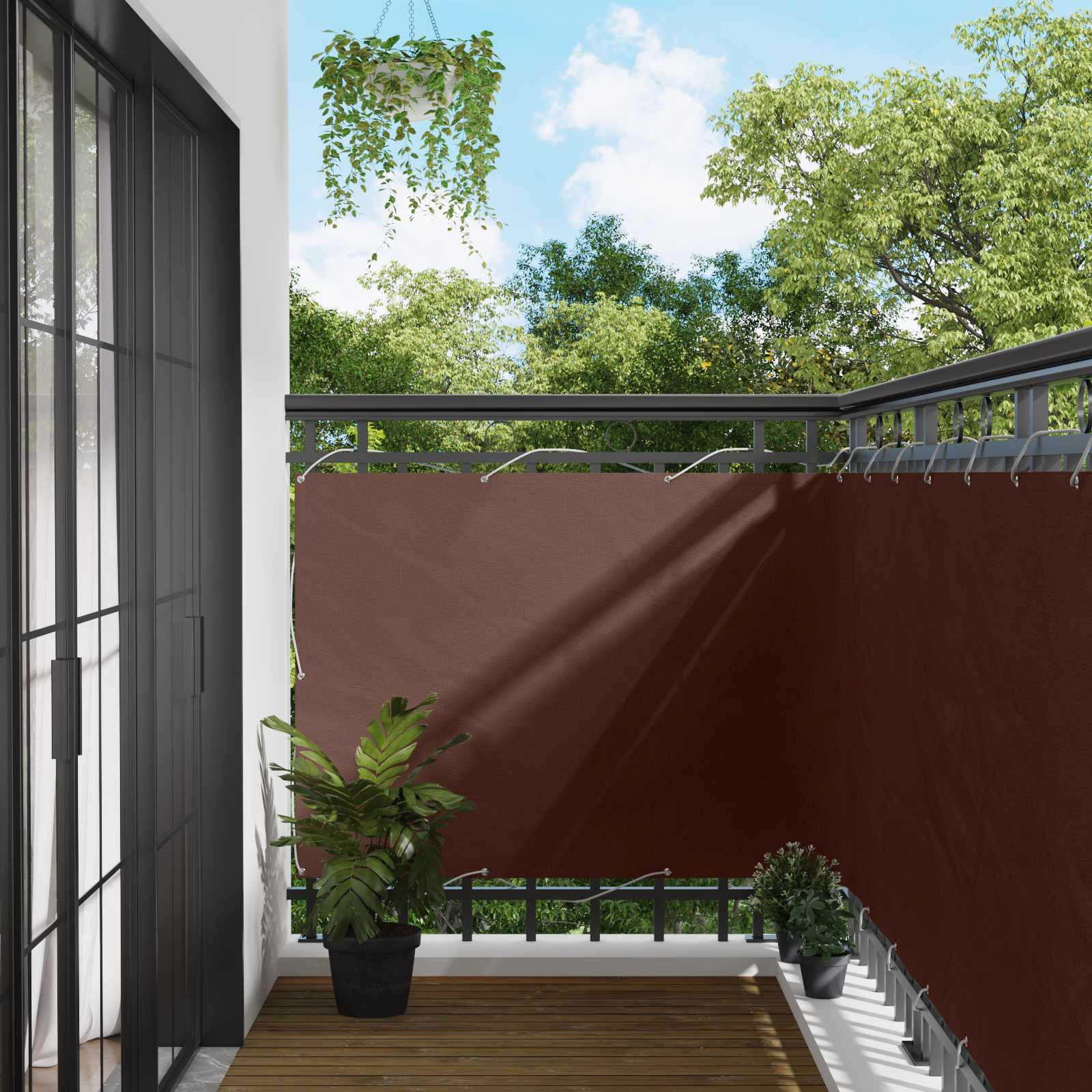vidaXL Ekran balkonowy Brązowy 110 x 700 cm Materiał Oxford