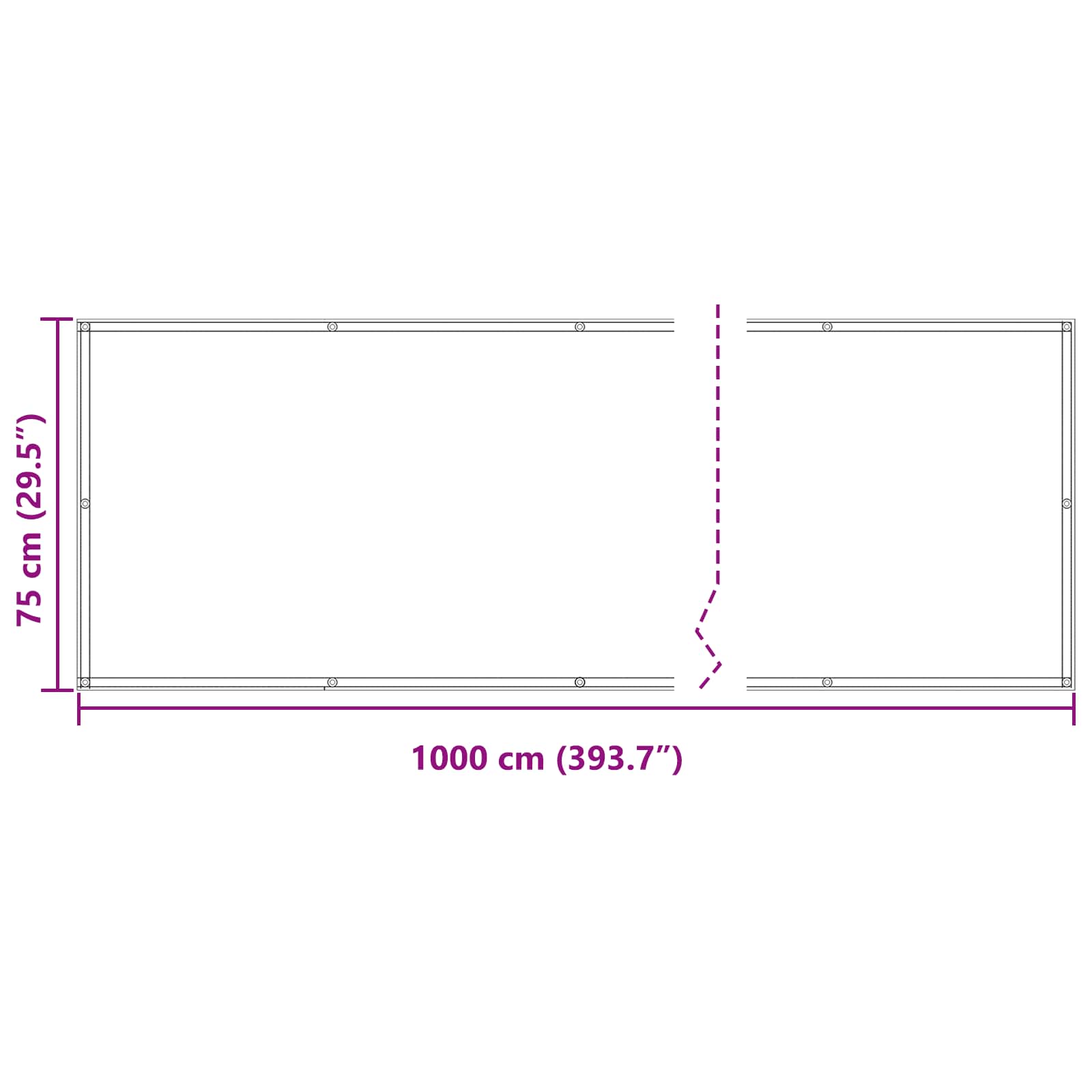 vidaXL Ekran balkonowy bordowy 75 x 1000 cm