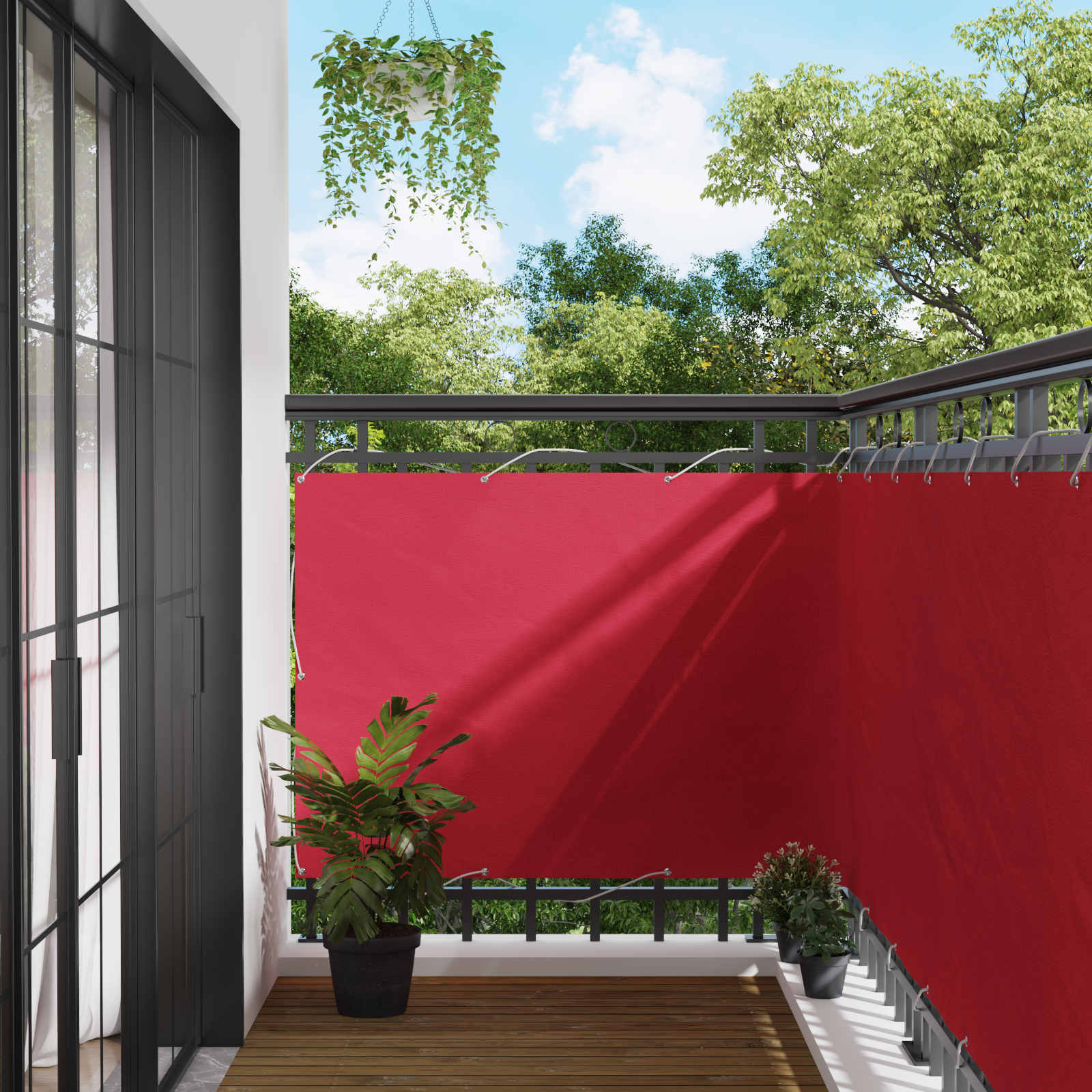 vidaXL Ekran balkonowy bordowy 110 x 800 cm Materiał Oxford