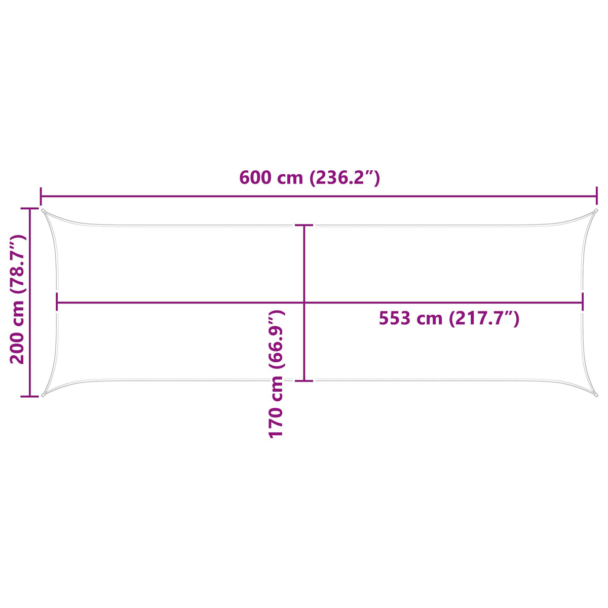 vidaXL Żagiel przeciwsłoneczny 6 x 2 m Oxford pokryty PU