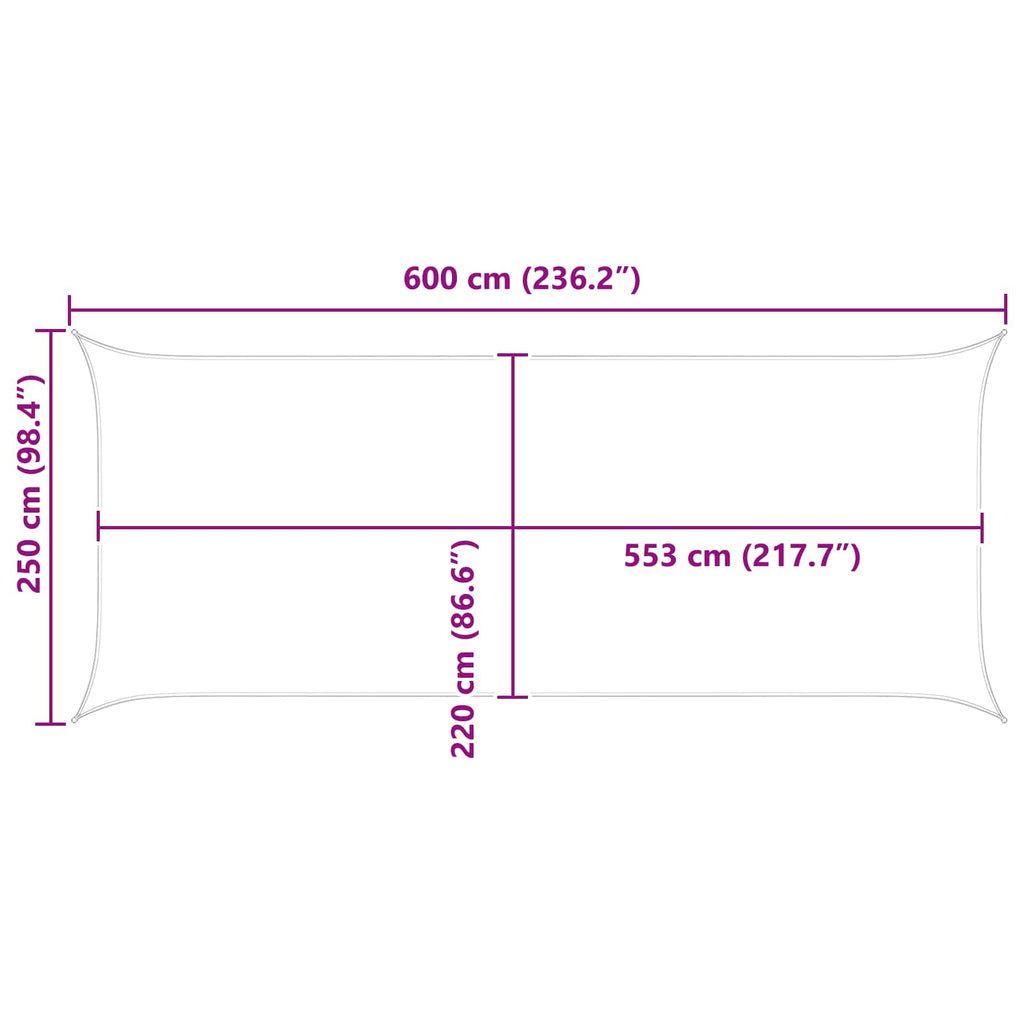 vidaXL Żagiel przeciwsłoneczny kremowy 6 x 2,5 m 100% poliester Oxford