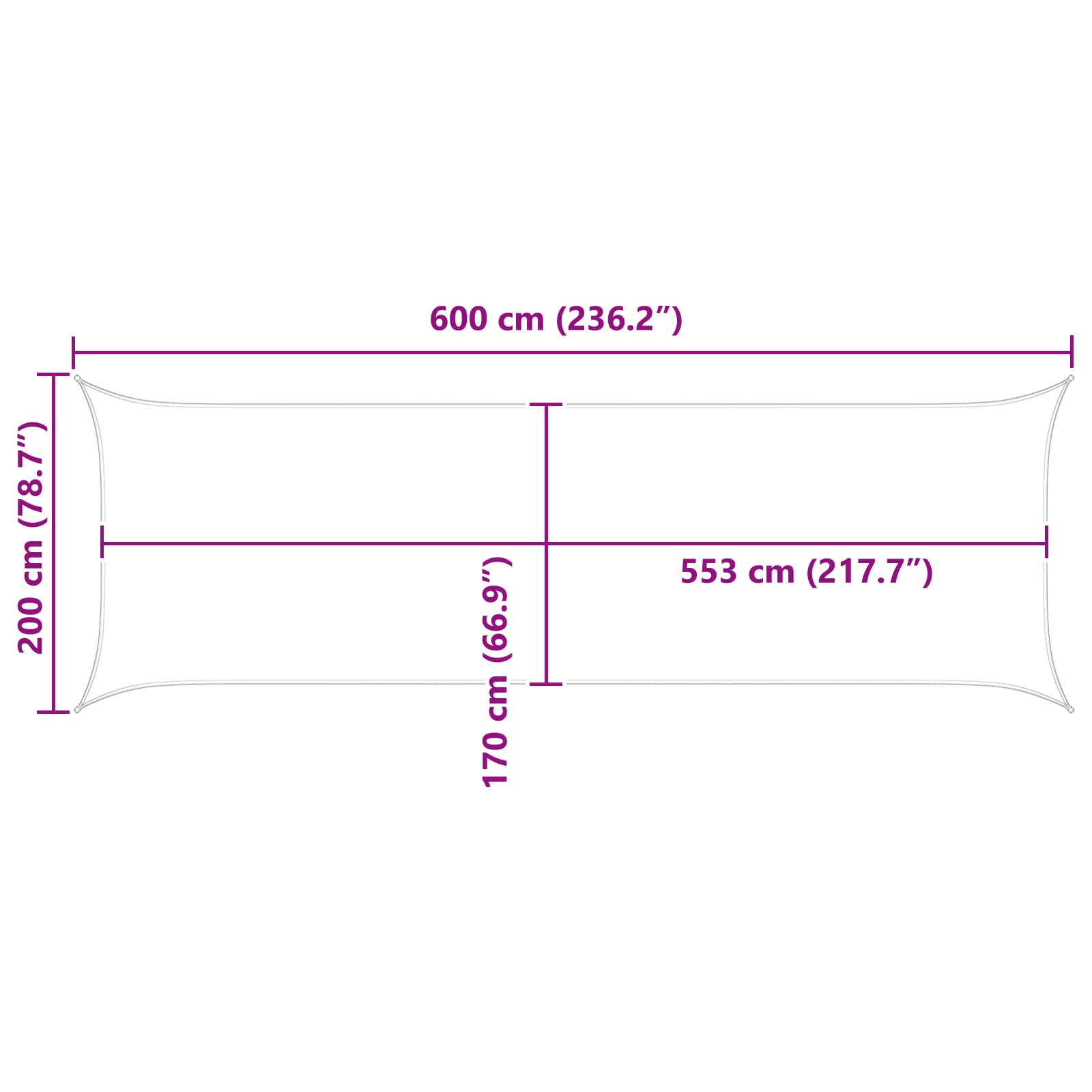 vidaXL Żagiel przeciwsłoneczny Biały 6 x 2 m 100% poliester Oxford