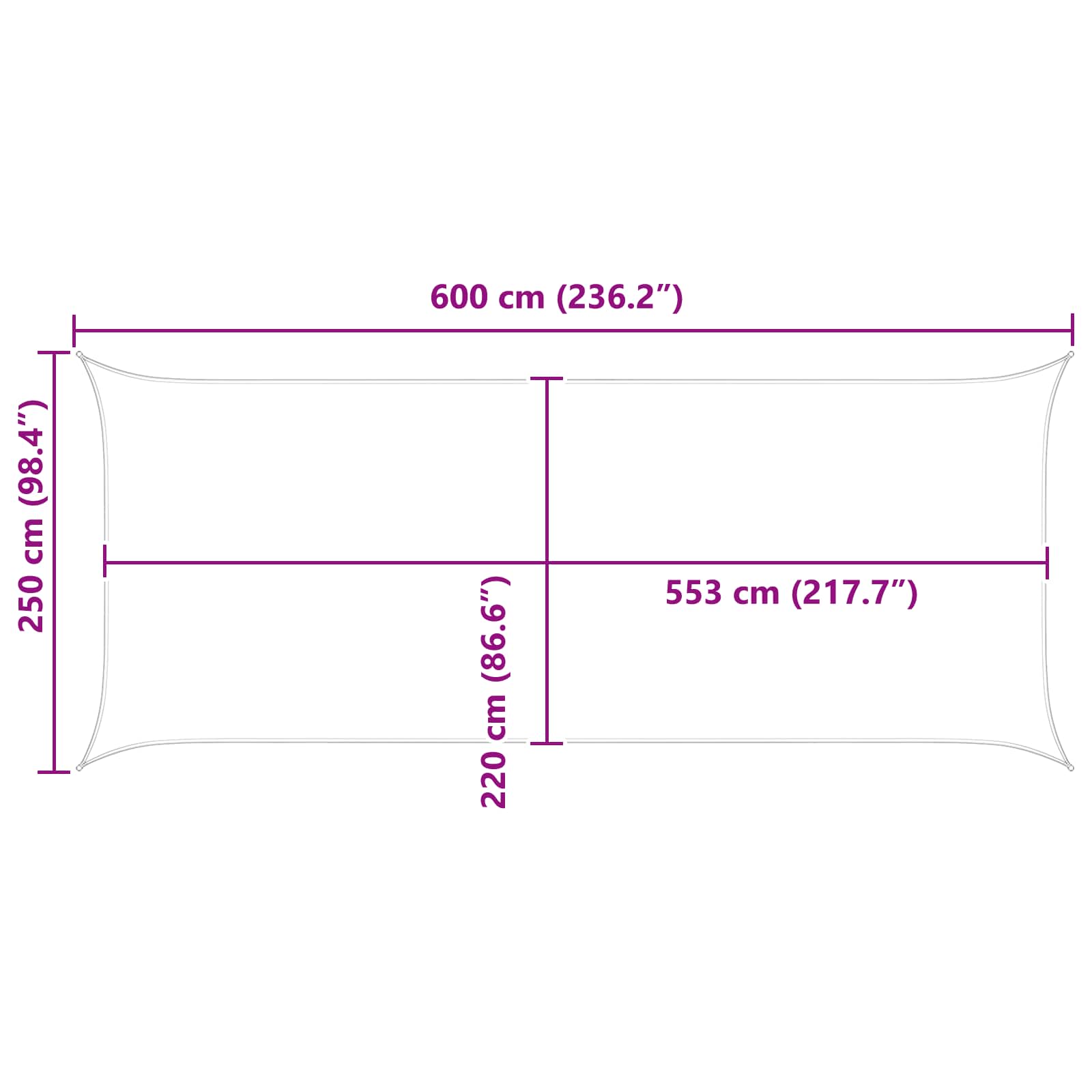 vidaXL Żagiel przeciwsłoneczny żółty 6 x 2,5 m 100% poliester Oxford