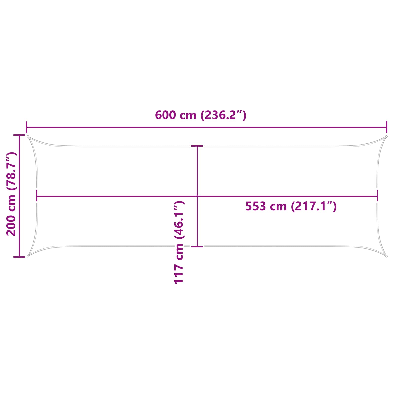vidaXL Żagiel przeciwsłoneczny Jasnoszary i biały. 6 x 2 m