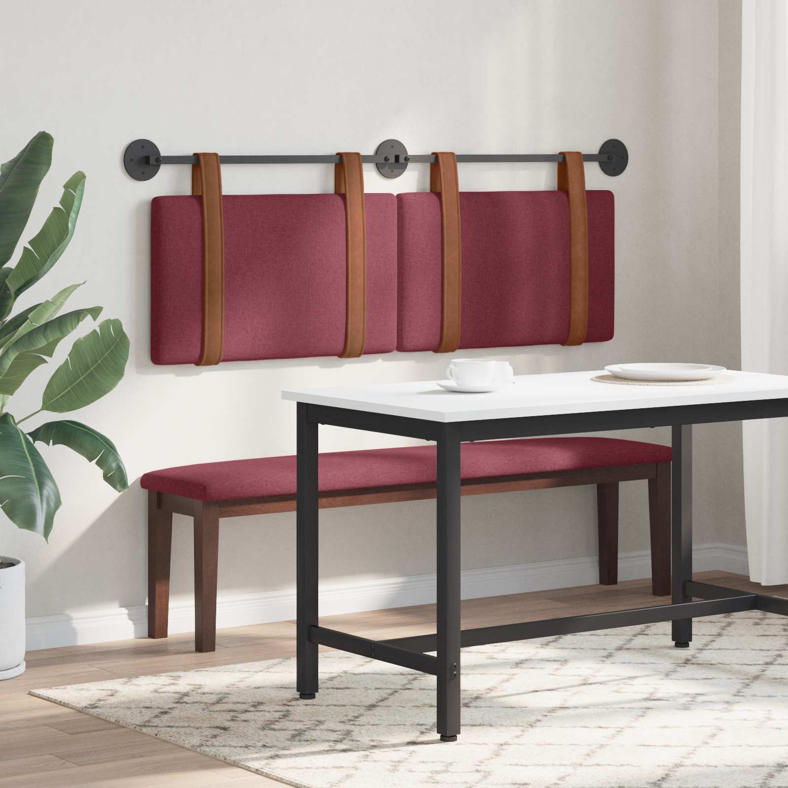 vidaXL Wisząca Głowa Gładki Czerwone wino 150 x 55 x 5 cm Antyczny PU