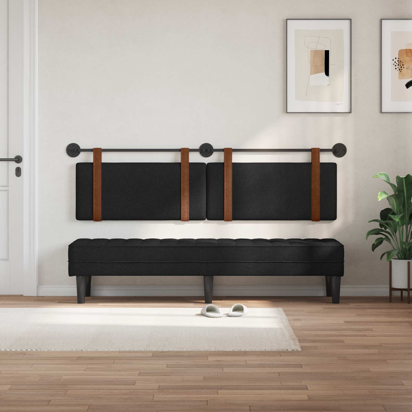 vidaXL Wisząca Głowa Gładki Czarny 190 x 55 x 5 cm Antyczny PU