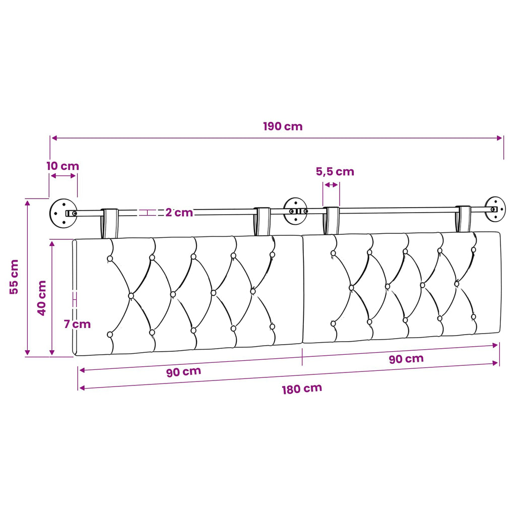 vidaXL Wezgłowie wiszące różowy tkanina