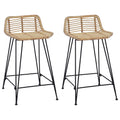 vidaXL Stołek barowy 2 pcs naturalny 44 x 45 x 76 cm Rattan i Stal