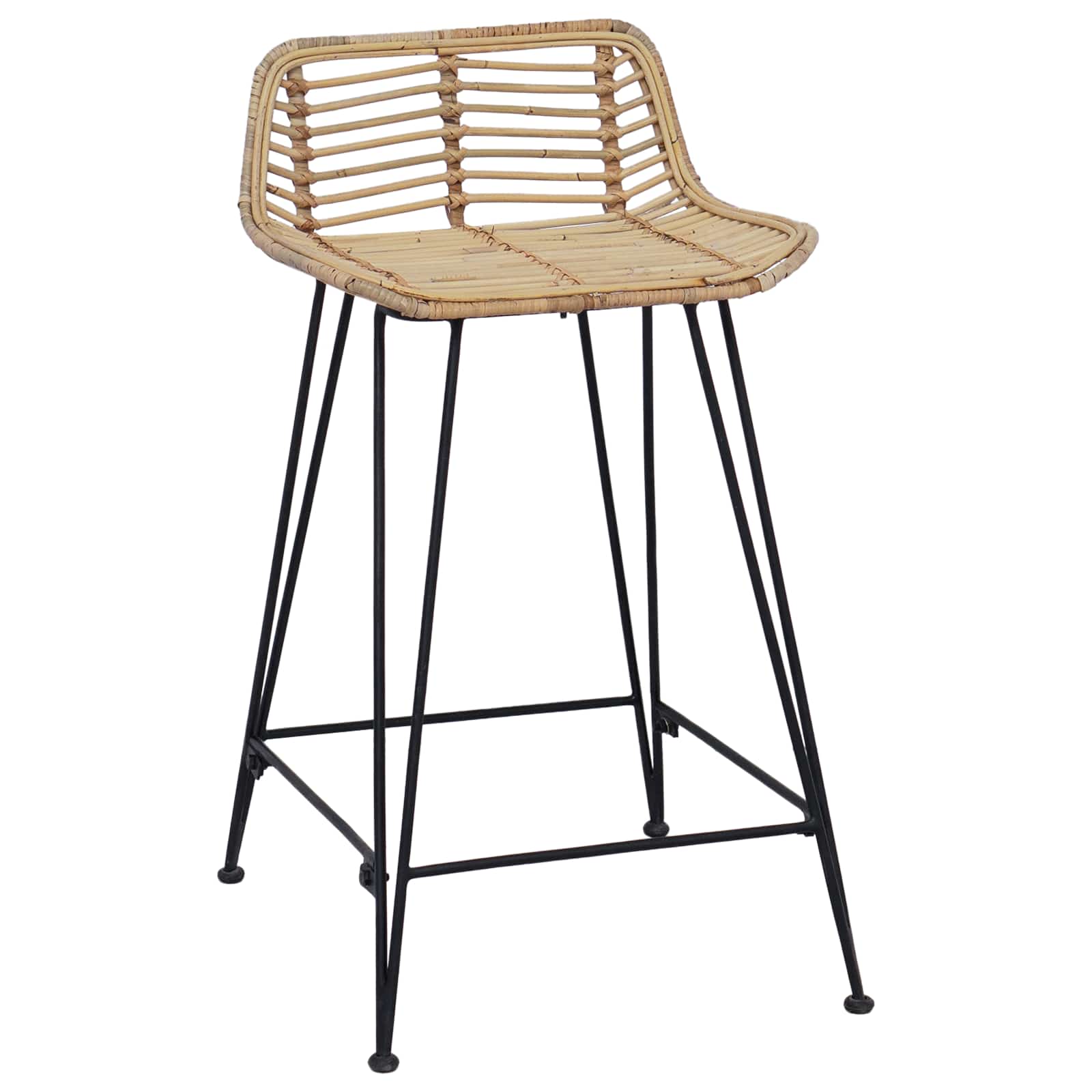 vidaXL Stołek barowy 2 pcs naturalny 44 x 45 x 76 cm Rattan i Stal