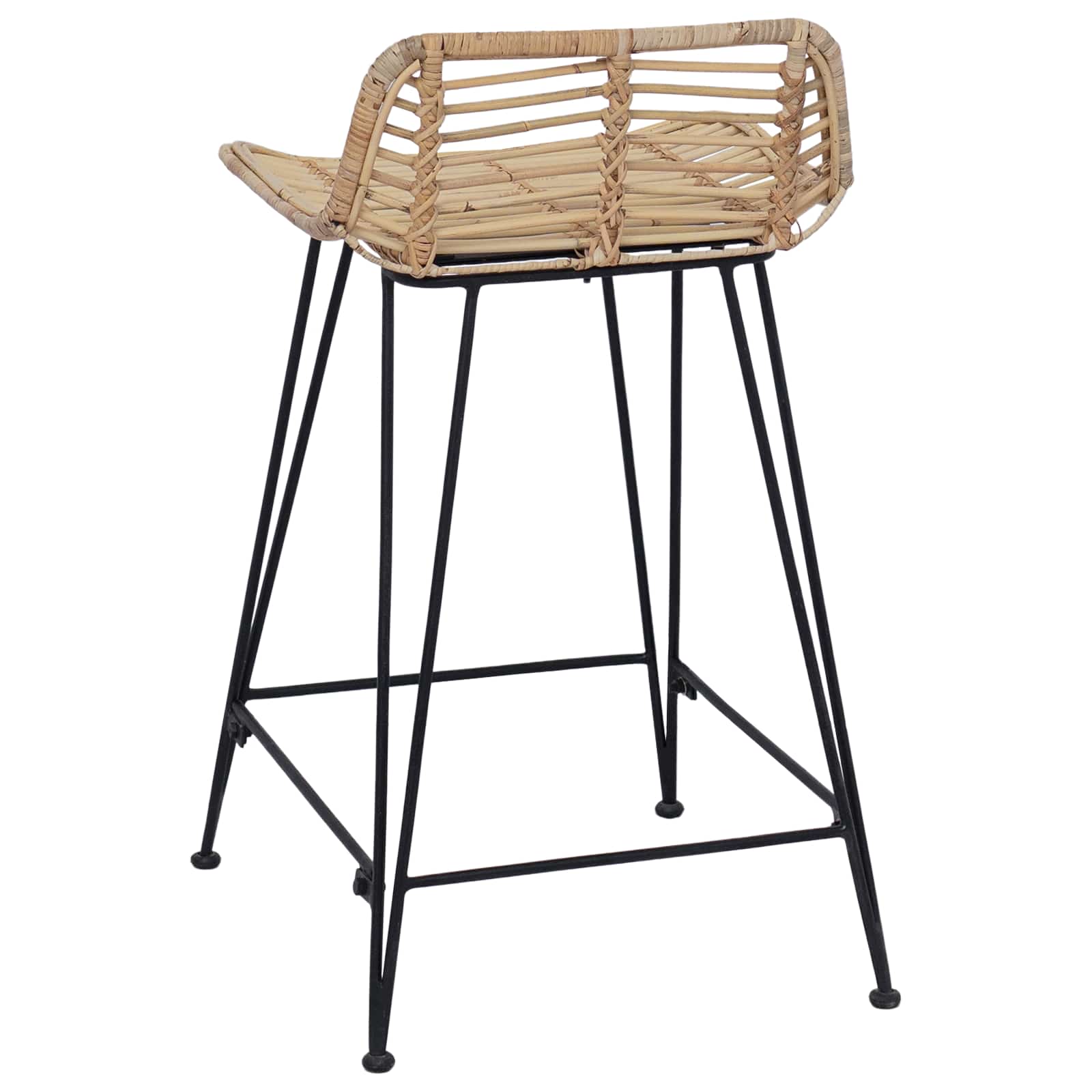vidaXL Stołek barowy 2 pcs naturalny 44 x 45 x 76 cm Rattan i Stal
