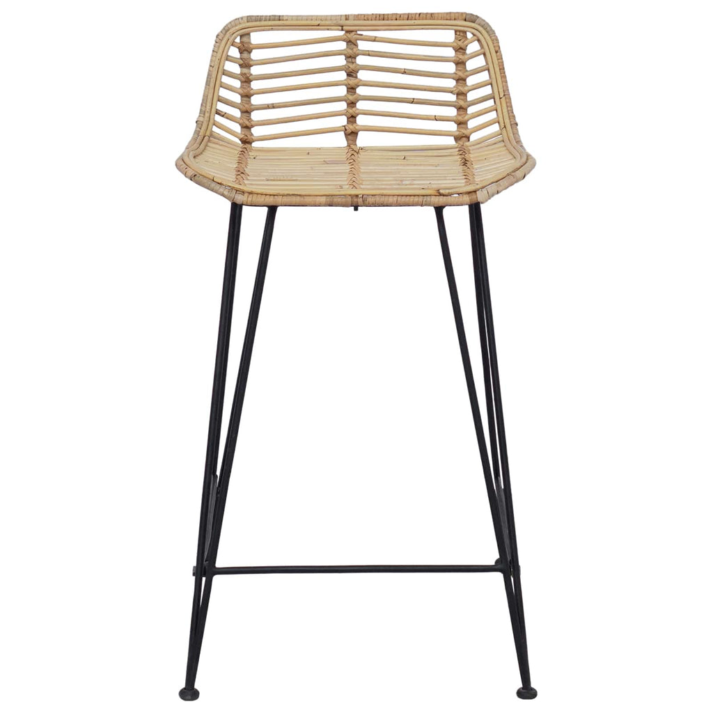 vidaXL Stołek barowy 2 pcs naturalny 44 x 45 x 76 cm Rattan i Stal