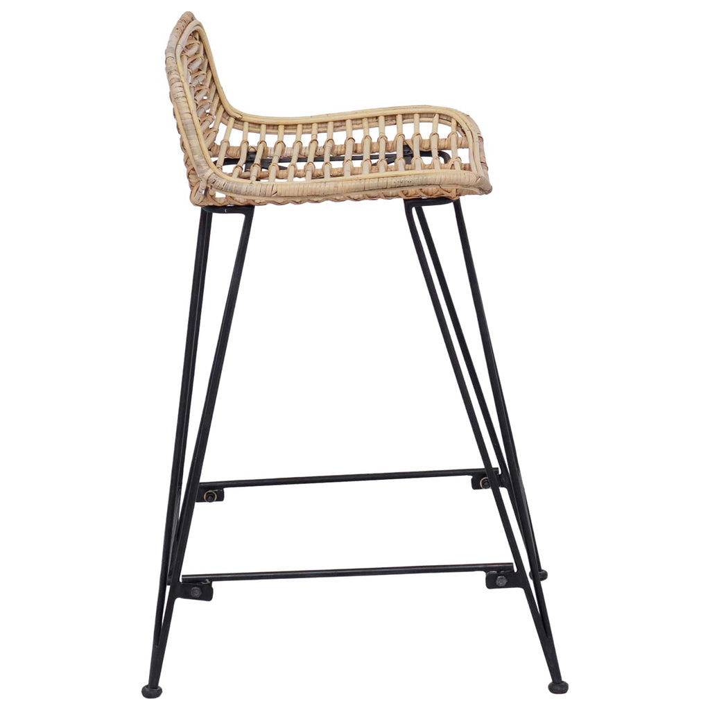 vidaXL Stołek barowy 2 pcs naturalny 44 x 45 x 76 cm Rattan i Stal