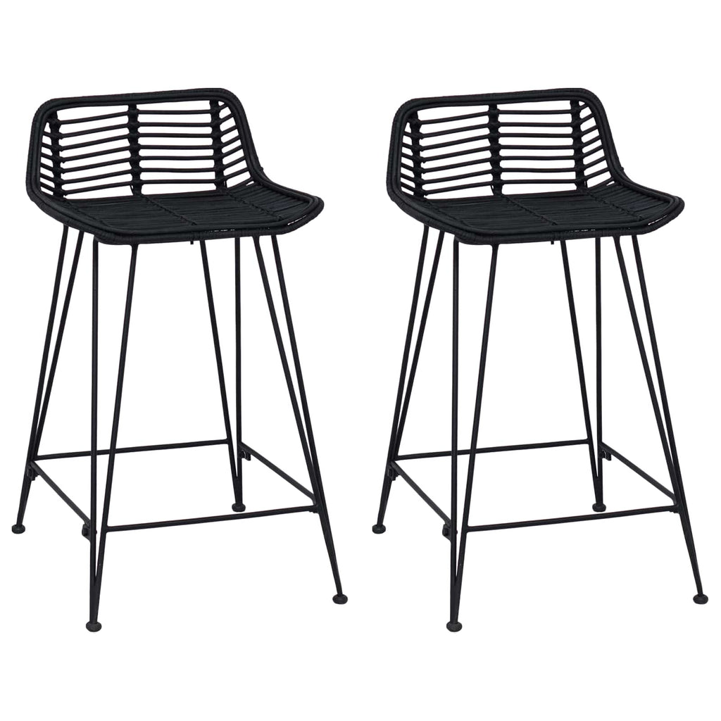 vidaXL Stołek barowy 2 pcs Czarny 44 x 45 x 76 cm Rattan i Stal