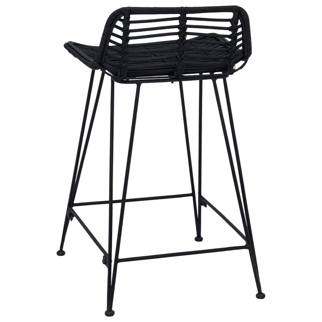 vidaXL Stołek barowy 2 pcs Czarny 44 x 45 x 76 cm Rattan i Stal