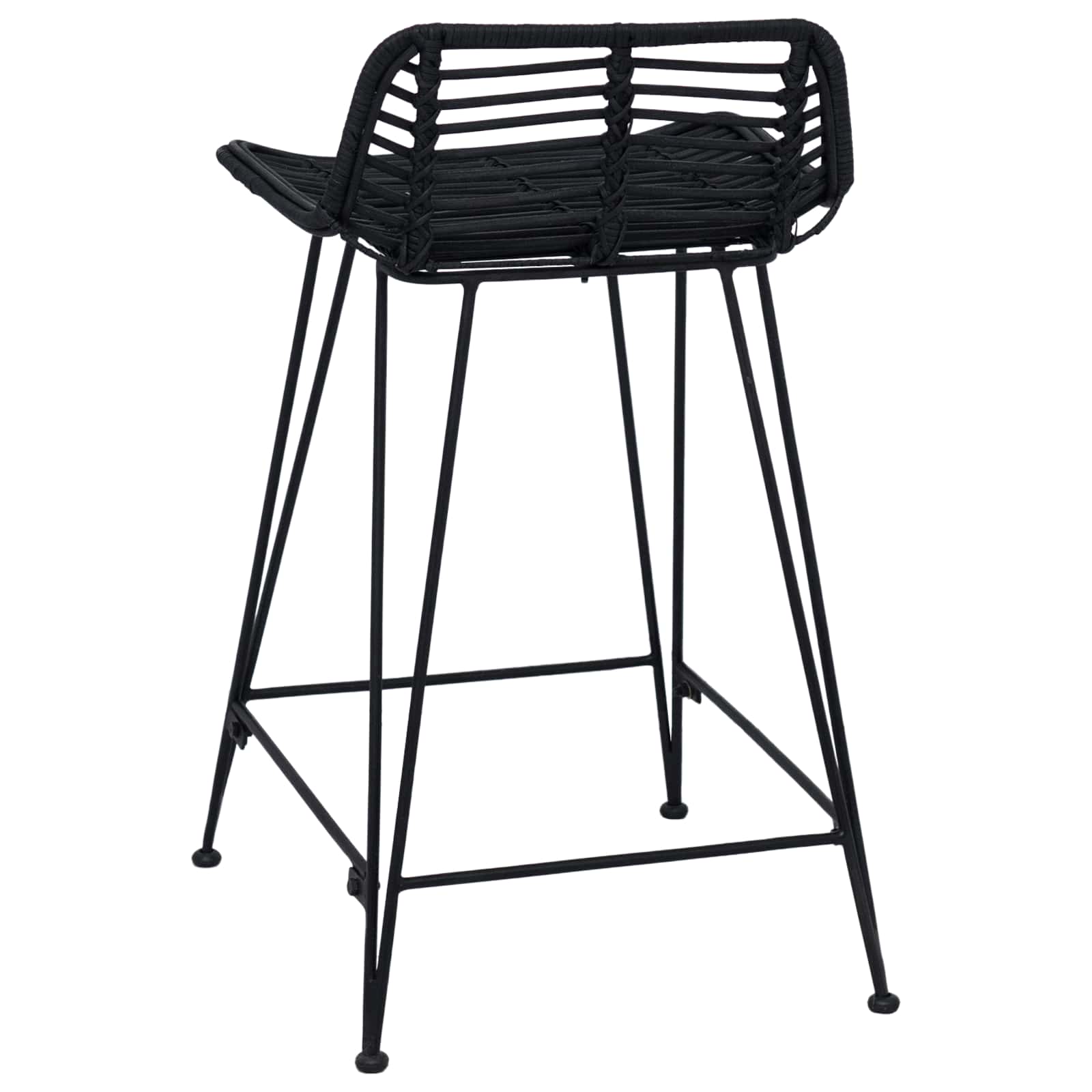 vidaXL Stołek barowy 2 pcs Czarny 44 x 45 x 76 cm Rattan i Stal