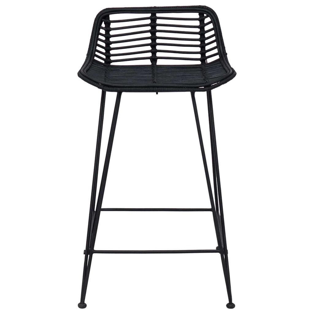 vidaXL Stołek barowy 2 pcs Czarny 44 x 45 x 76 cm Rattan i Stal