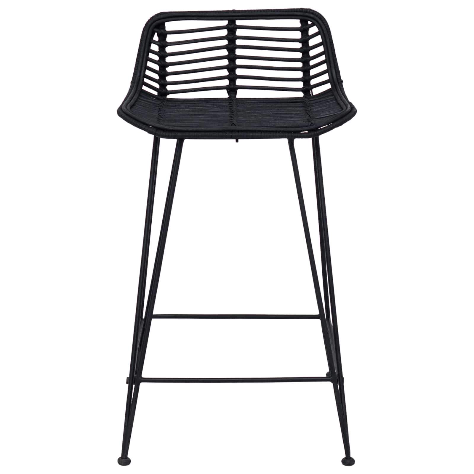 vidaXL Stołek barowy 2 pcs Czarny 44 x 45 x 76 cm Rattan i Stal
