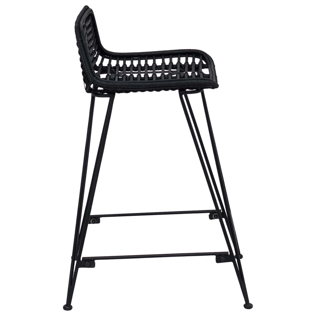 vidaXL Stołek barowy 2 pcs Czarny 44 x 45 x 76 cm Rattan i Stal