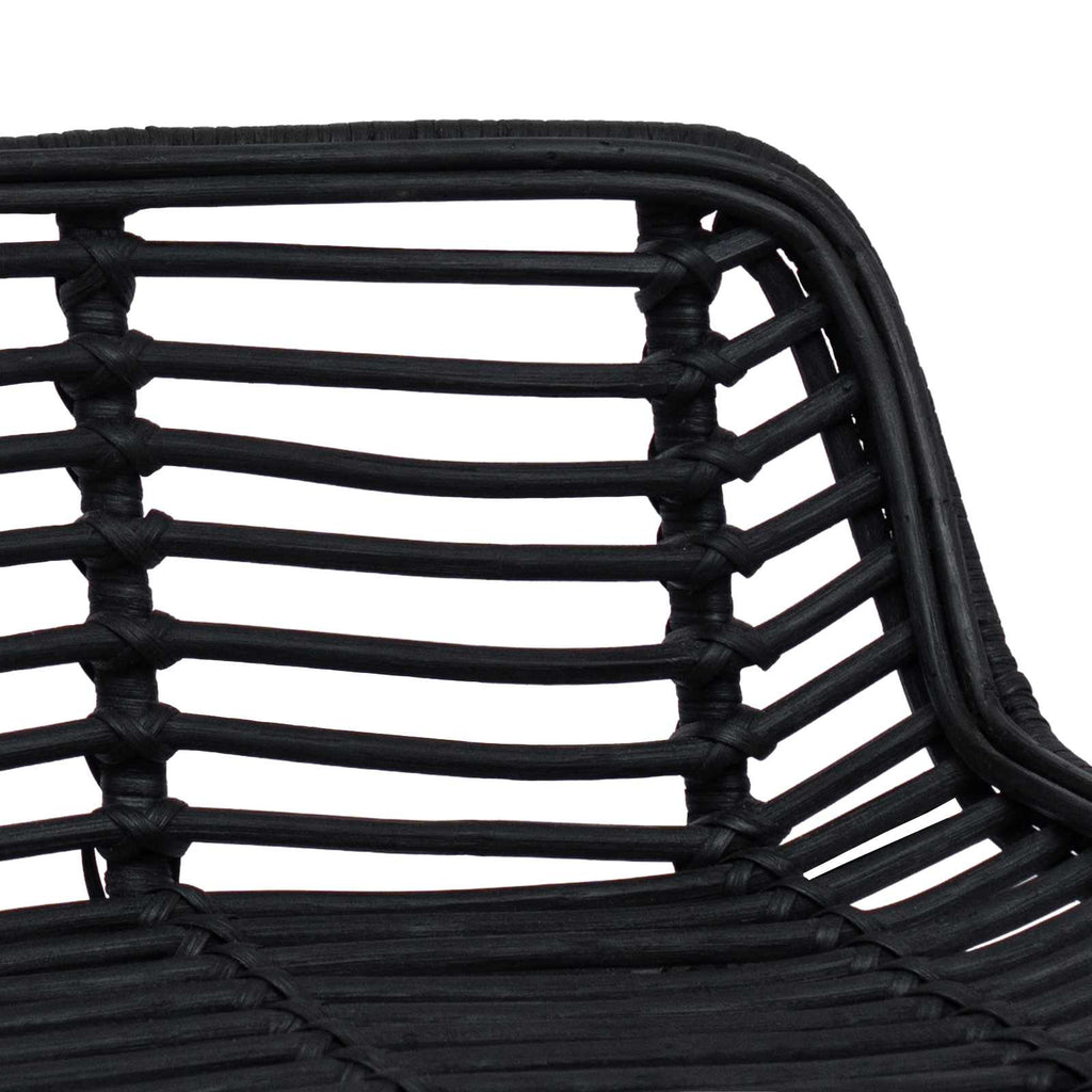 vidaXL Stołek barowy 2 pcs Czarny 44 x 46 x 91 cm Rattan i Stal