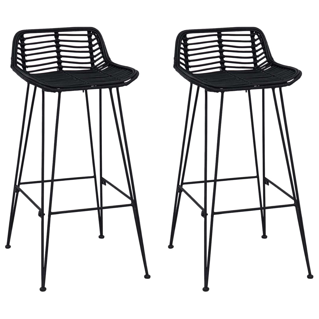 vidaXL Stołek barowy 2 pcs Czarny 44 x 46 x 91 cm Rattan i Stal