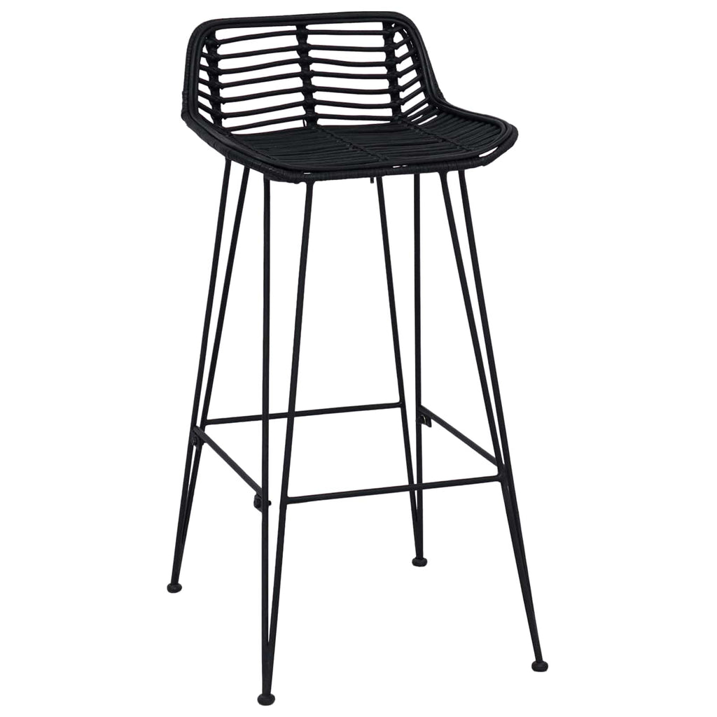 vidaXL Stołek barowy 2 pcs Czarny 44 x 46 x 91 cm Rattan i Stal