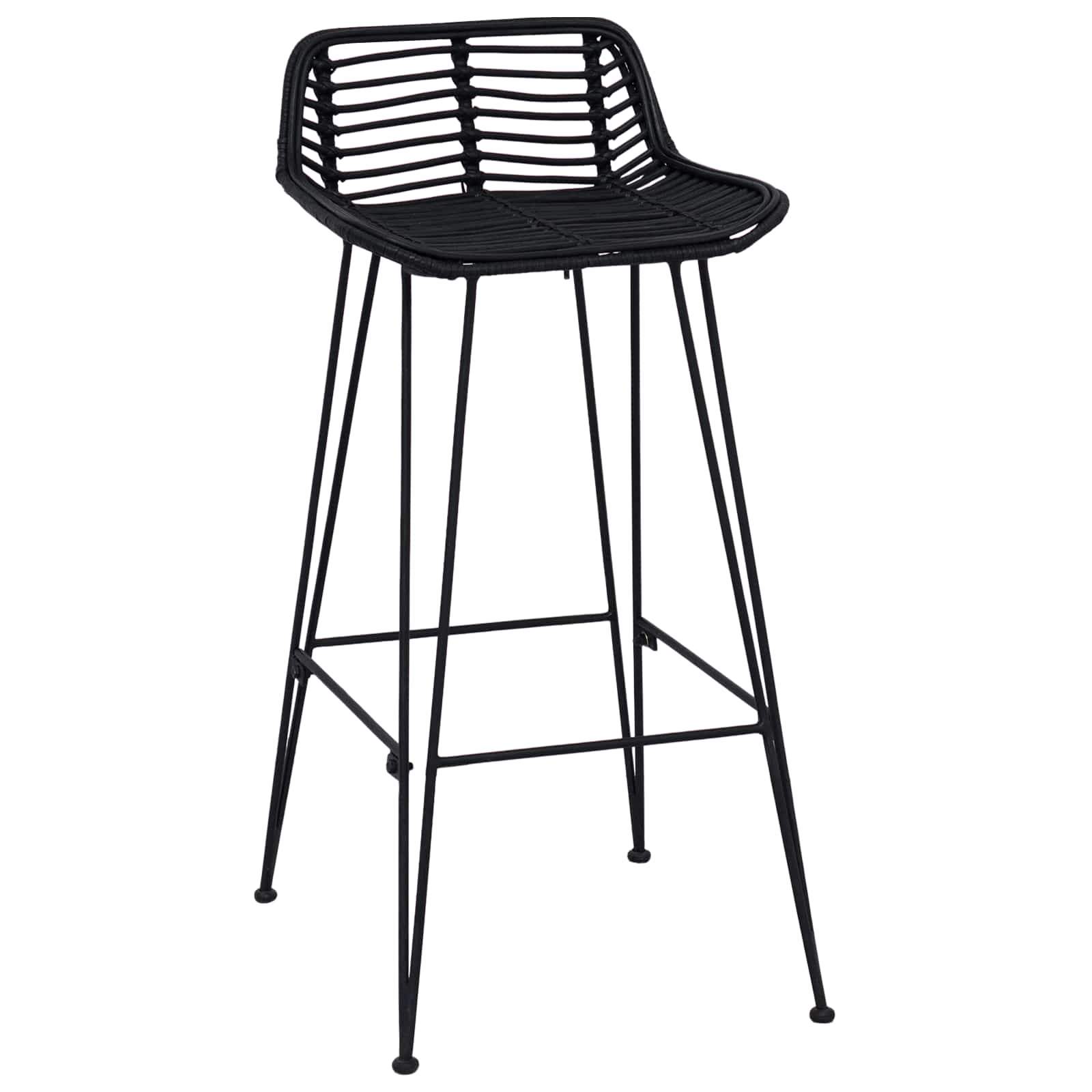 vidaXL Stołek barowy 2 pcs Czarny 44 x 46 x 91 cm Rattan i Stal