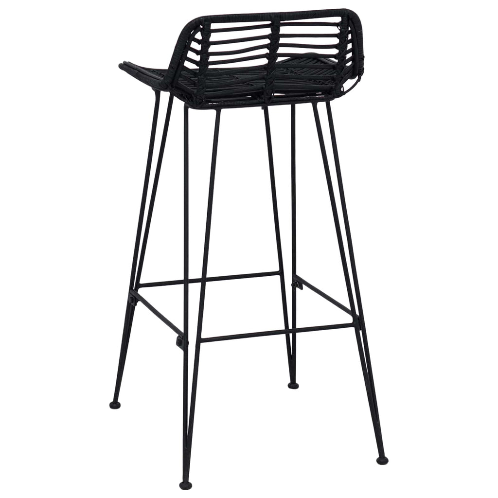 vidaXL Stołek barowy 2 pcs Czarny 44 x 46 x 91 cm Rattan i Stal
