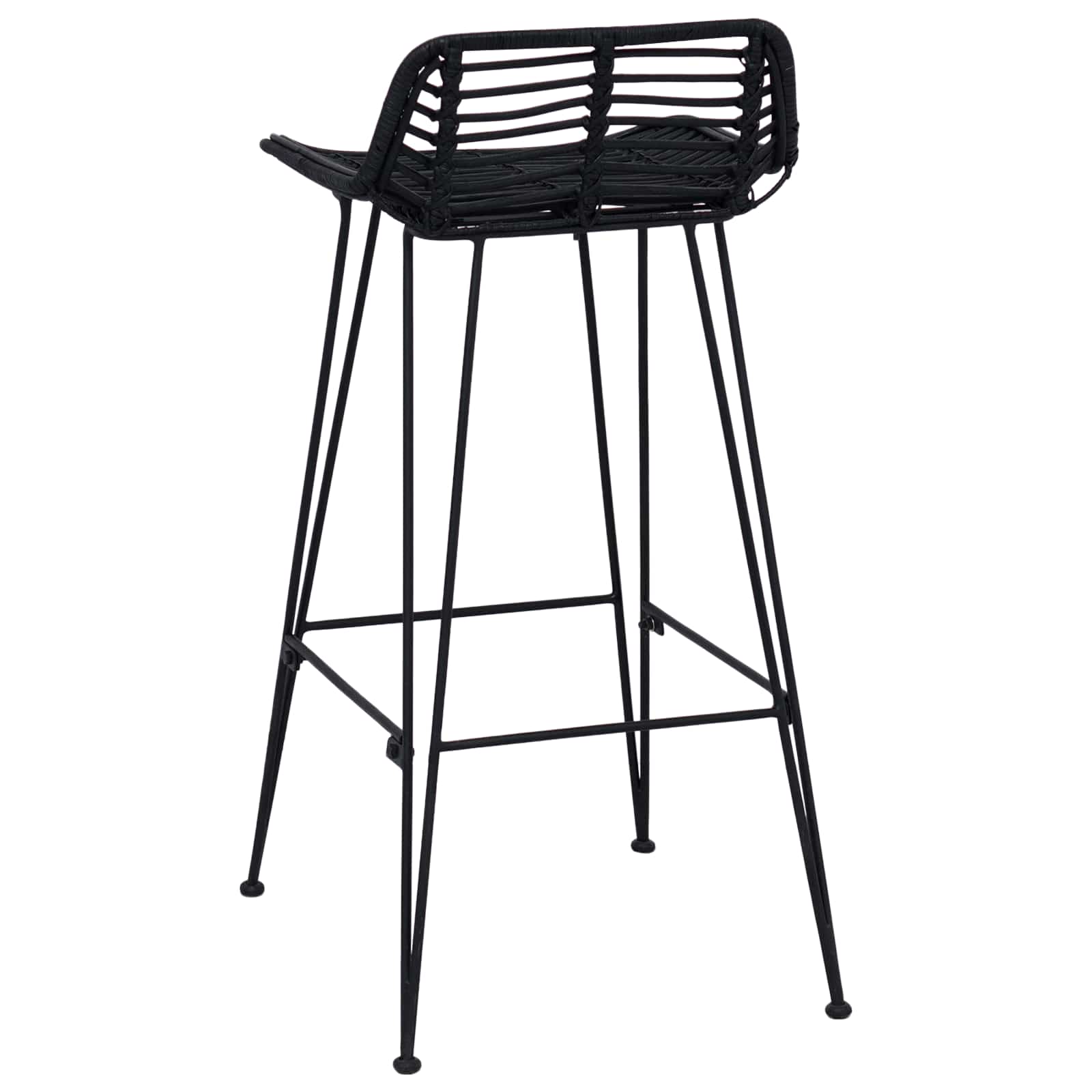 vidaXL Stołek barowy 2 pcs Czarny 44 x 46 x 91 cm Rattan i Stal