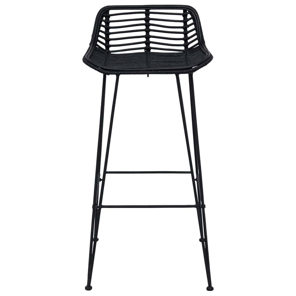 vidaXL Stołek barowy 2 pcs Czarny 44 x 46 x 91 cm Rattan i Stal