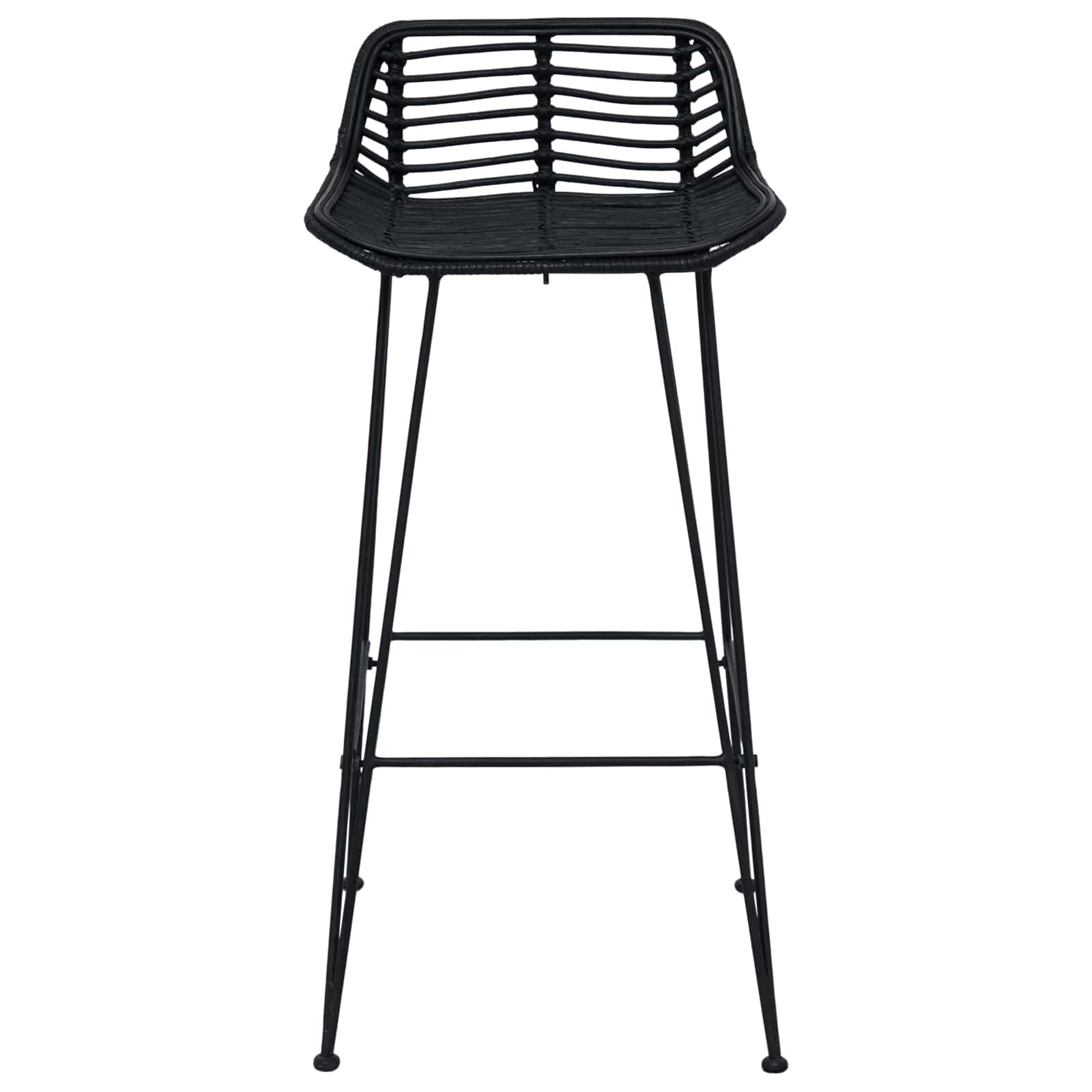vidaXL Stołek barowy 2 pcs Czarny 44 x 46 x 91 cm Rattan i Stal