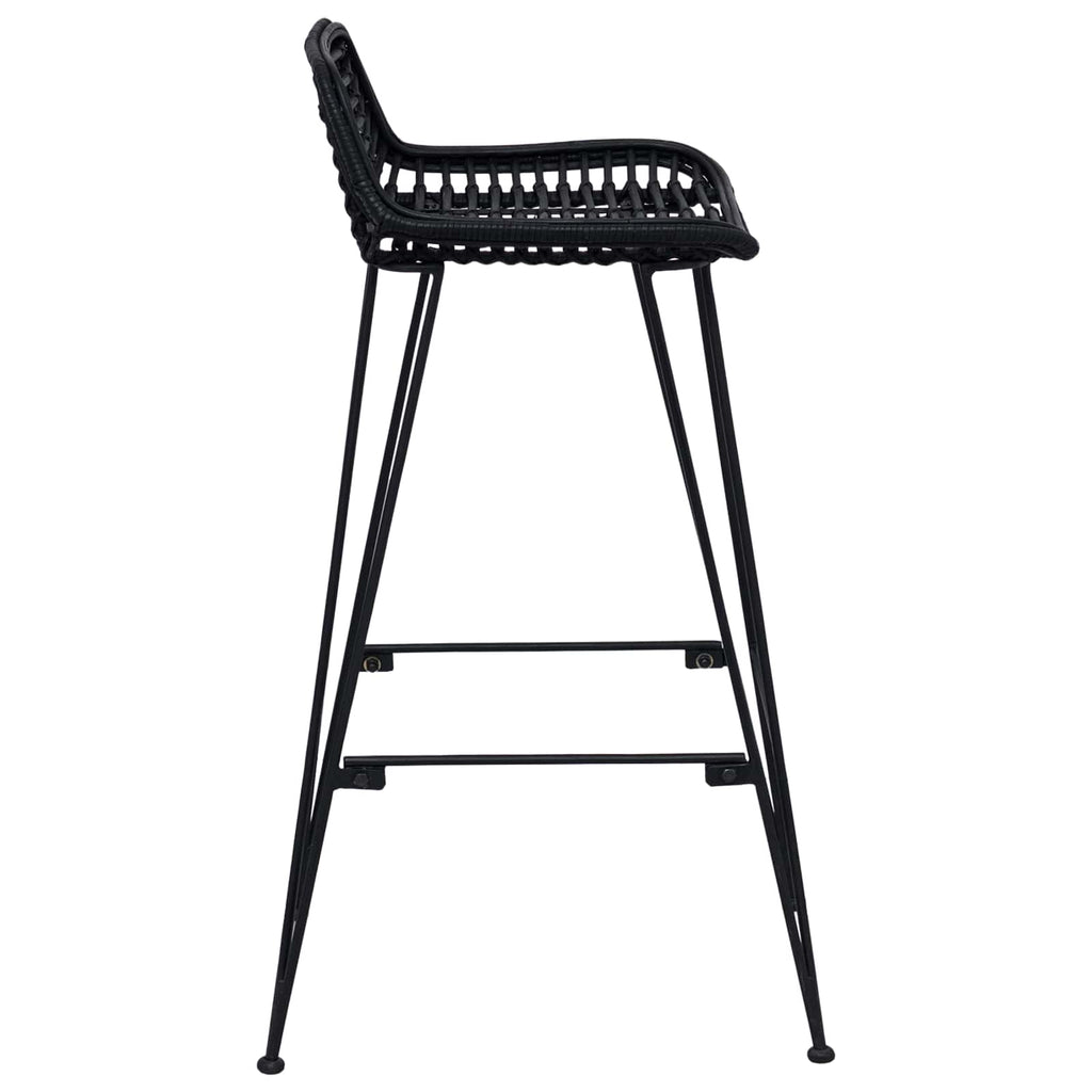 vidaXL Stołek barowy 2 pcs Czarny 44 x 46 x 91 cm Rattan i Stal
