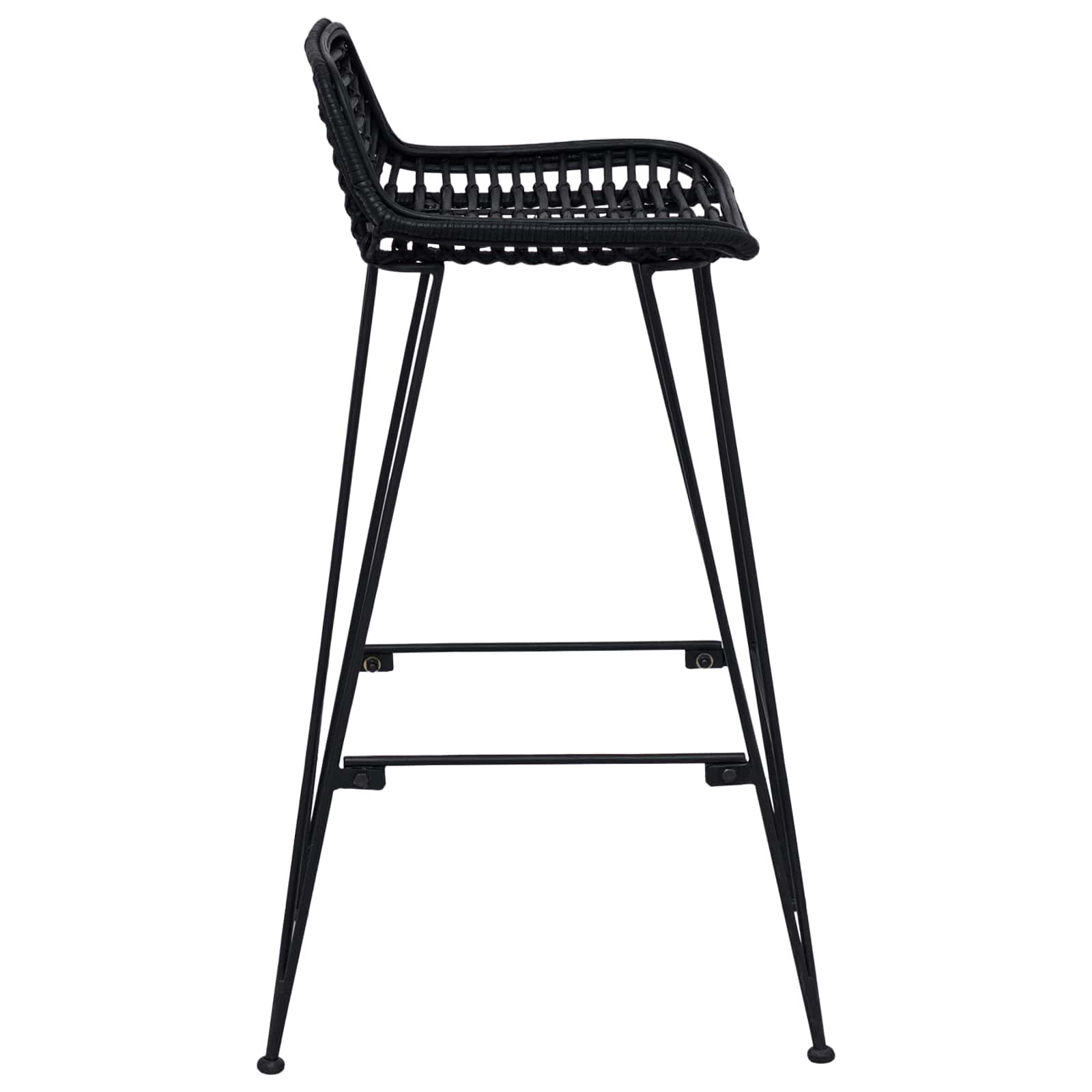vidaXL Stołek barowy 2 pcs Czarny 44 x 46 x 91 cm Rattan i Stal